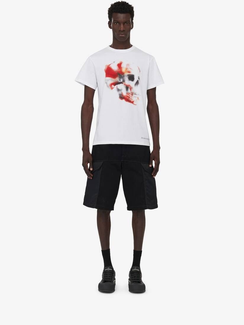 o1w1db10725 Obscured Skull T-Shirt in White