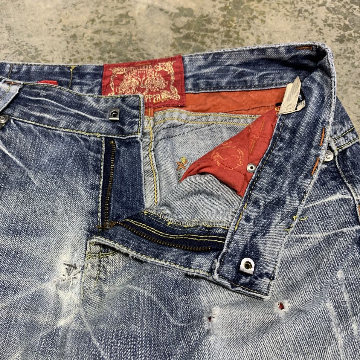 If Six Was Nine Red Pepper Red Label Clawmark Distressed Fade Studded Jean Size US 31 - 13 Thumbnail