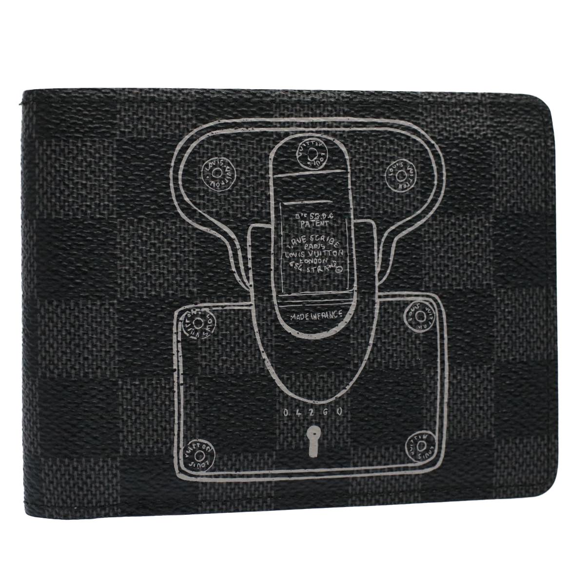 image of Louis Vuitton Damier Grafitte Portefeuille Multipull Wallet N63183 Lv Auth 59787 in Damier Graphite