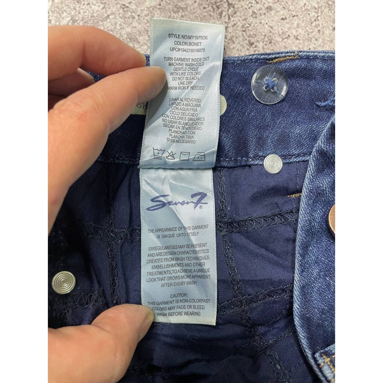 Vintage Vintage Seven7 Skinny Jeans Dark Wash Distressed Size 4 S Size 28" / US 6 / IT 42 - 6 Thumbnail