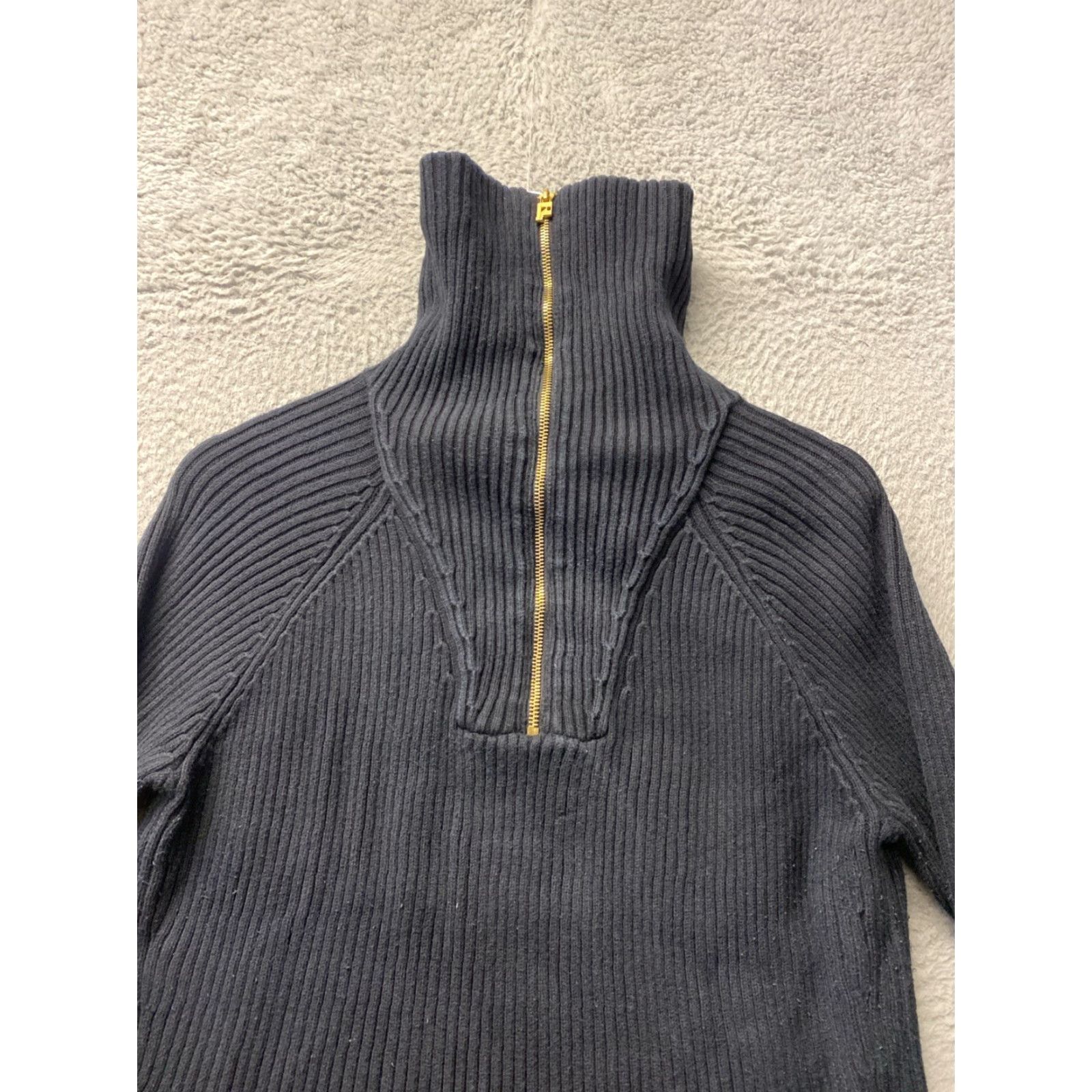 Ralph Lauren VINTAGE Ralph Lauren Ribbed Sweater Women’s L Black 1/4 Gold Zip Front Cotton Pullover Womens L Black 1/4 Zip Ralph Lauren Sweater Size L / US 10 / IT 46 - 6 Thumbnail