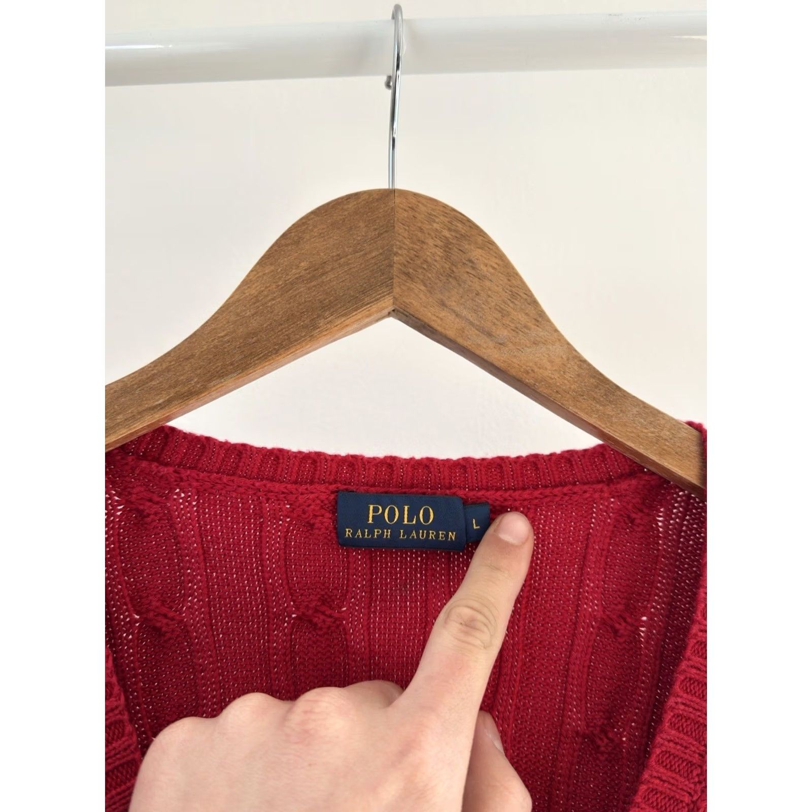 Polo Ralph Lauren VINTAGE Polo Ralph Lauren Woman Knitted Red V Neck Sweater L Size L / US 10 / IT 46 - 5 Thumbnail