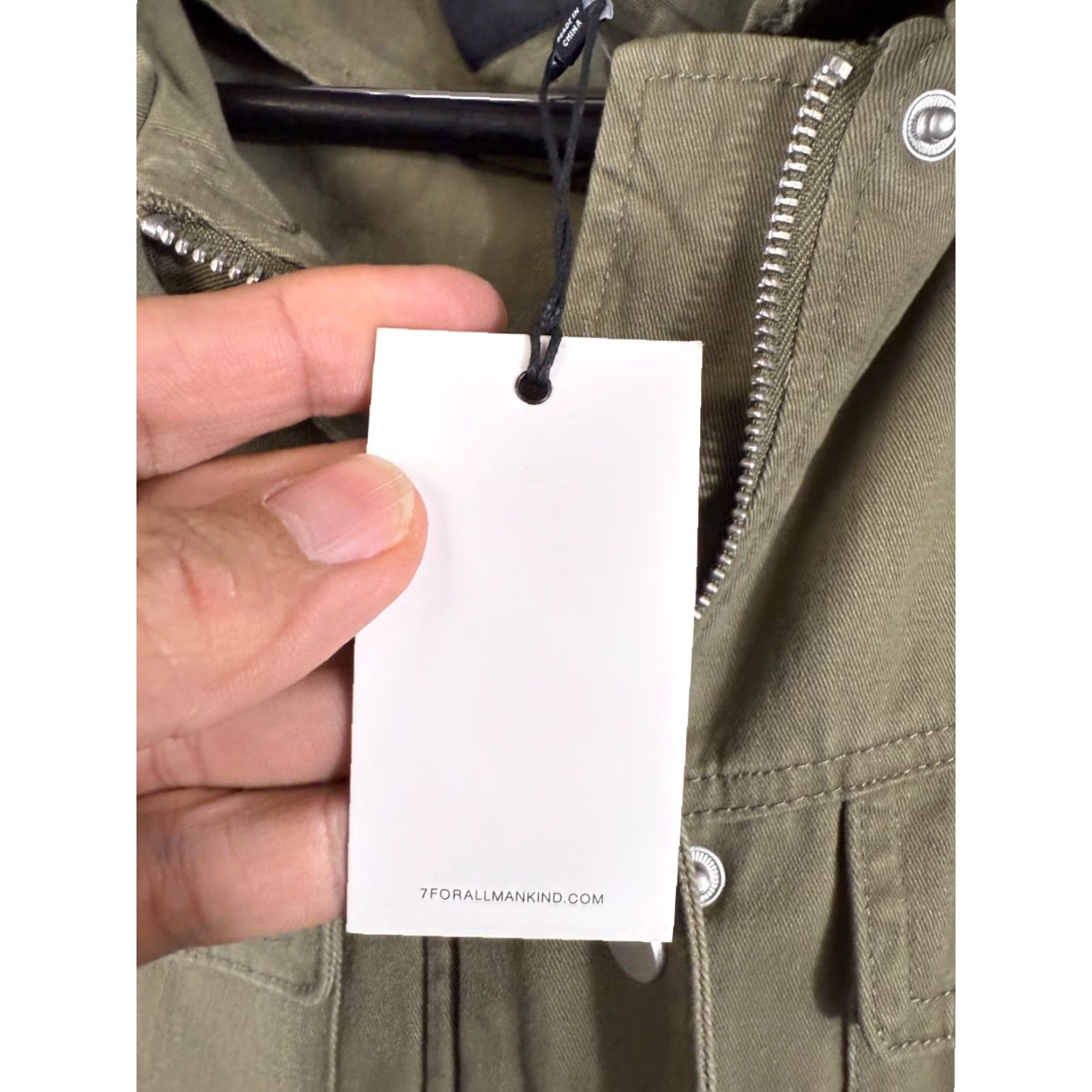 7 For All Mankind VINTAGE? No — 7 For All Mankind Military Parka Jacket Womens M Army Green Hooded Full Zip Snap NWT Size M / US 6-8 / IT 42-44 - 6 Thumbnail
