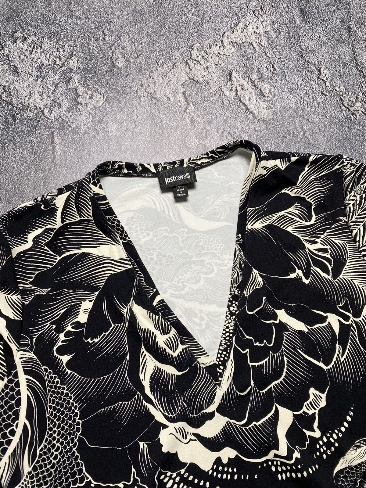 Just Cavalli × Roberto Cavalli × Vintage Just Cavalli Multilogo Long sleeve Bodycon Ruffle hem Dress Size M / US 6-8 / IT 42-44 - 7 Thumbnail