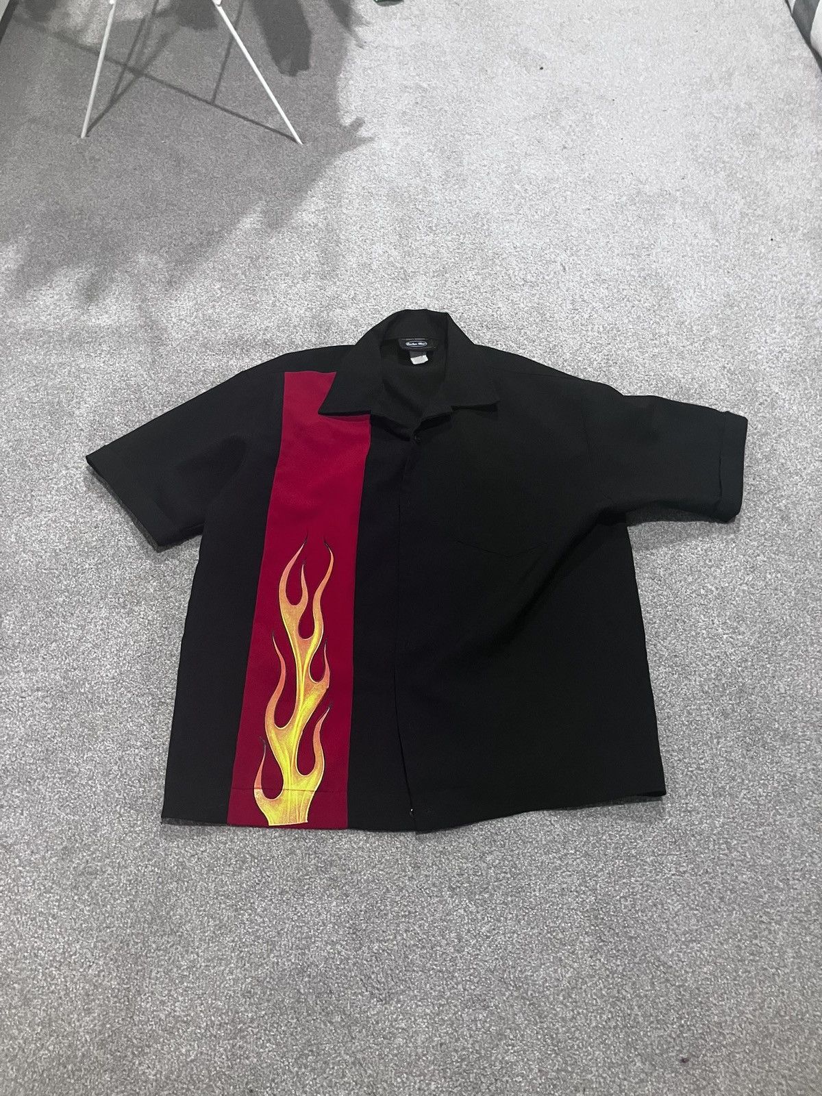 Anchor Blue flame black button up Size US M / EU 48-50 / 2 - 1 Thumbnail