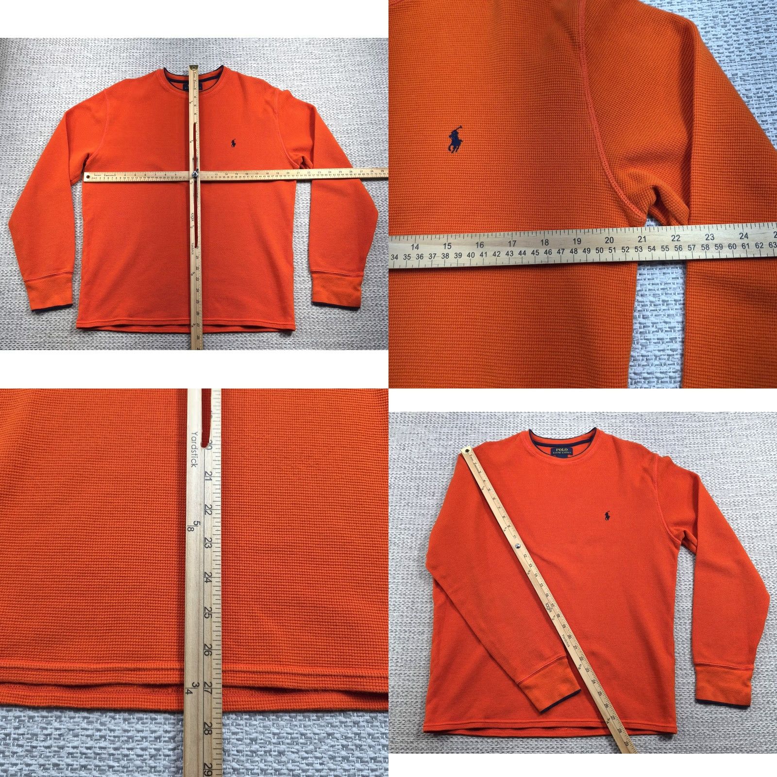 Polo Ralph Lauren Polo Ralph Lauren Shirt Mens Large Orange Long Sleeve Thermal Waffle Crew Top Size US L / EU 52-54 / 3 - 8 Thumbnail