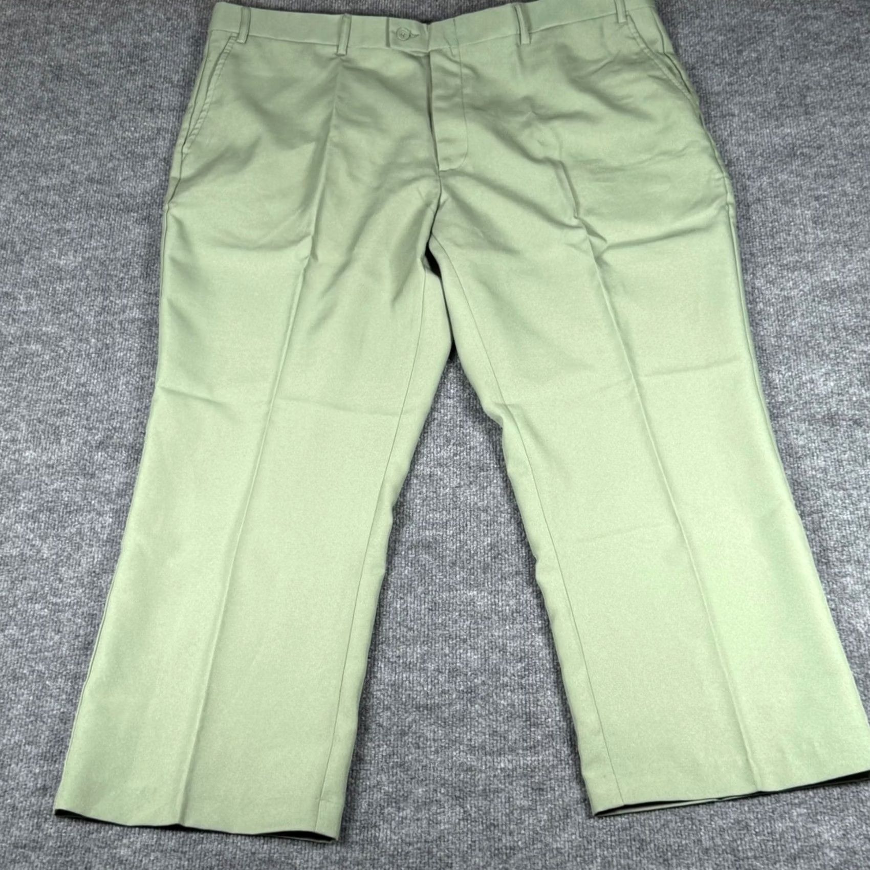 Haband VINTAGE Haband Dress Pants Men 44x28.25 Green Flat Front Easy Care Wrinkle Resistant Professional Workwear Long Retro 80s Size US 44 / EU 60 - 2 Thumbnail