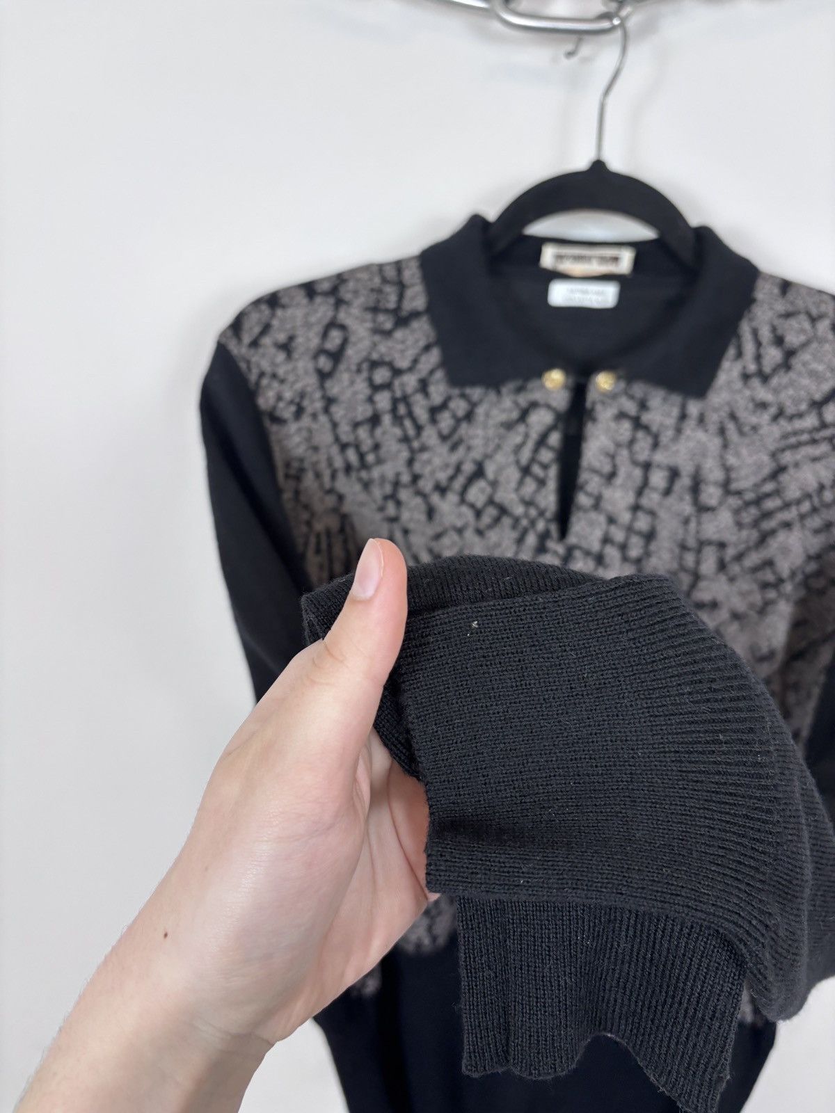 Davide Cenci Vintage Davide Cenci Women’s Black Wool Knit Sweater Size L / US 10 / IT 46 - 5 Thumbnail