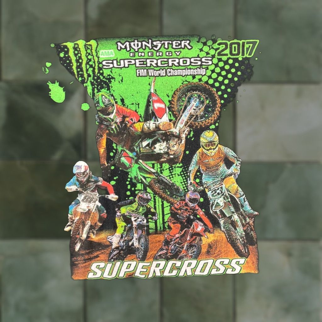 Vintage Monster Energy Graphic Print T-Shirt Medium Black Supercross Motocross 2017 Mens Size US M / EU 48-50 / 2 - 1 Thumbnail