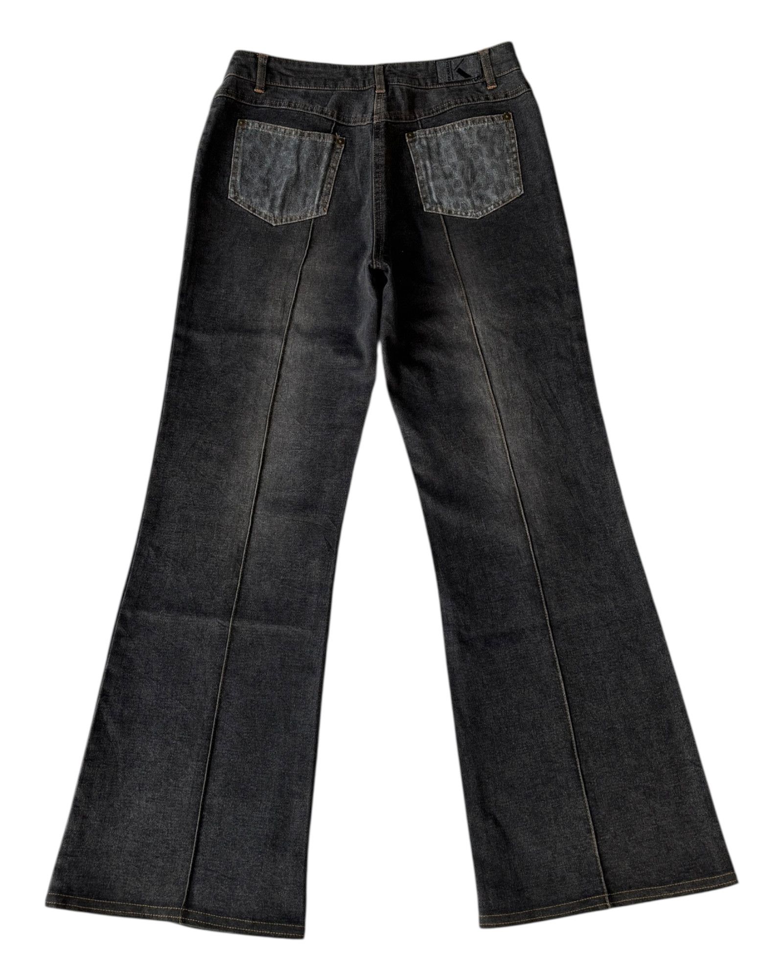 Krizia × Krizia Uomo × Roberto Cavalli Krizia Leopard Flare Jeans Bootcut Black Jeans Size 28" / US 6 / IT 42 - 4 Thumbnail