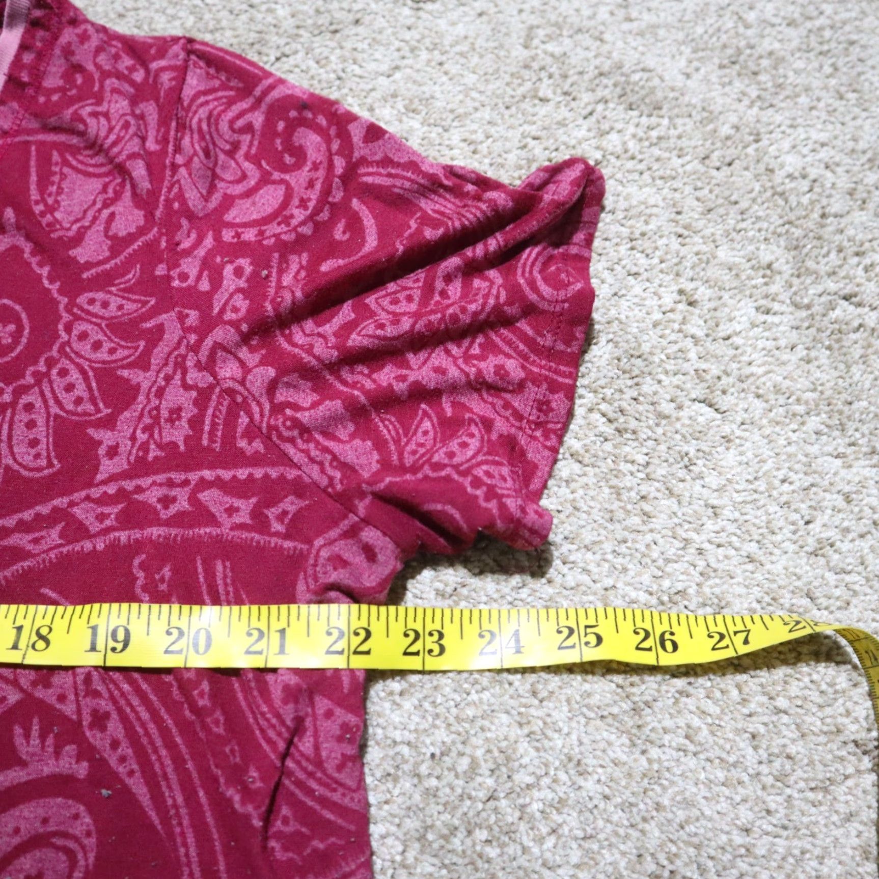 Pinko JMS Just My Size Pink Paisley Graphic Top Short Sleeve Adult Women's Size XL Shirt V-Neck Pullover Casual Pink Paisley 90s? Size XL / US 12-14 / IT 48-50 - 5 Thumbnail