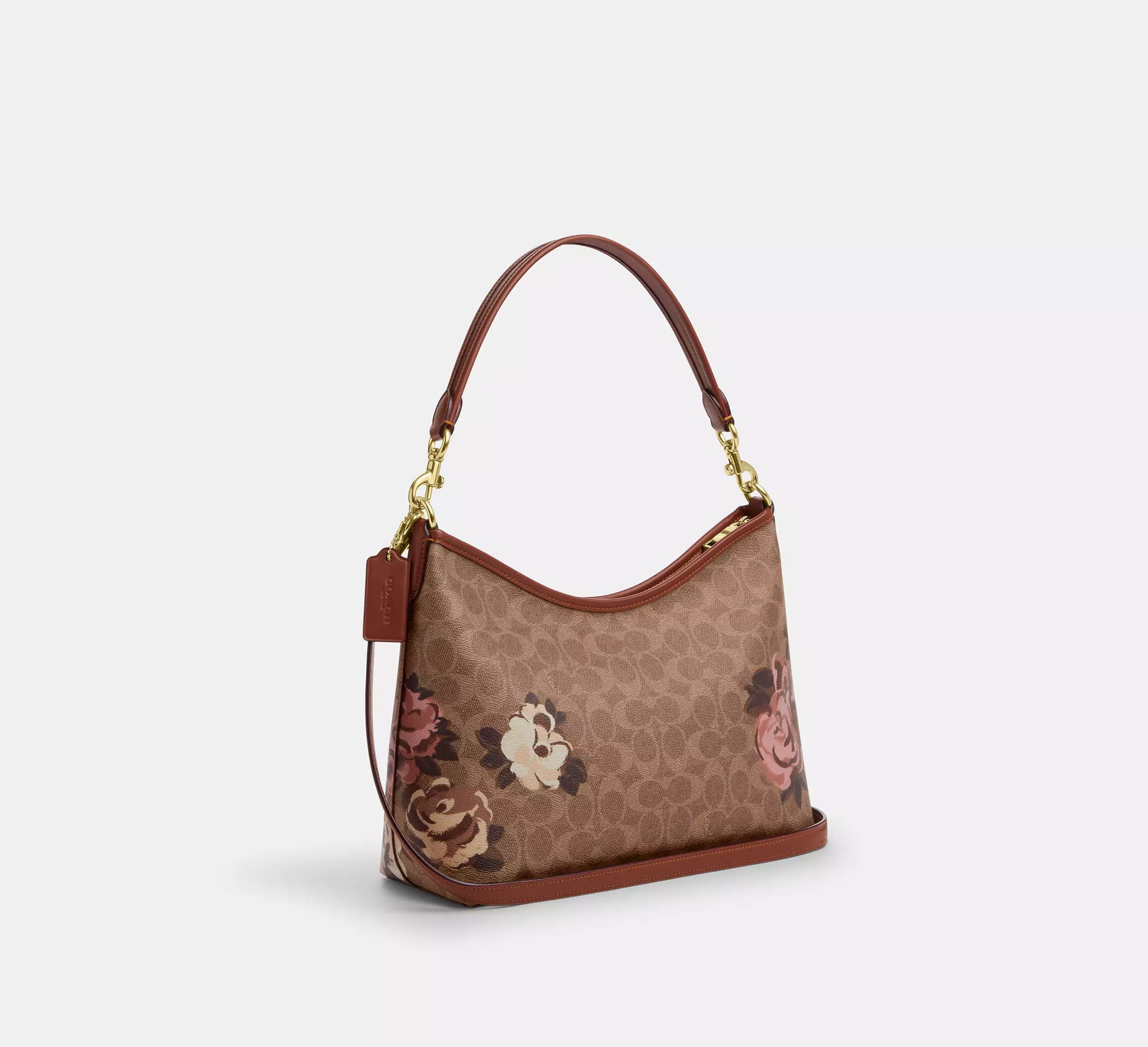 Coach Laurel Shoulder Bag In Signature Canvas With Rose CY729 Size ONE SIZE - 9 Thumbnail