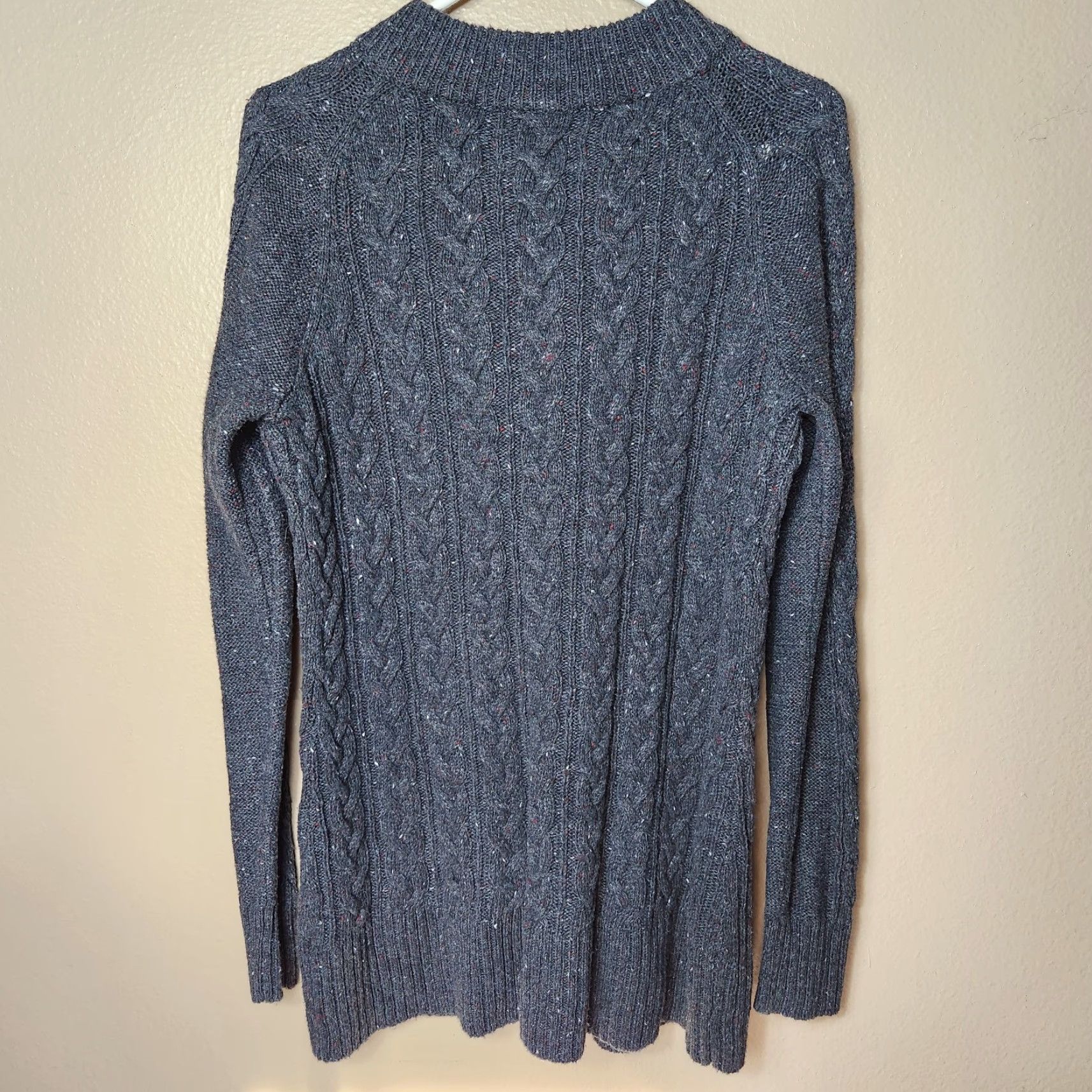 Vintage VINTAGE Bass Cardigan |M| Navy Flecked Cable Knit Buttonfront Raglan Sleeve Women's Sweater Size M / US 6-8 / IT 42-44 - 4 Thumbnail
