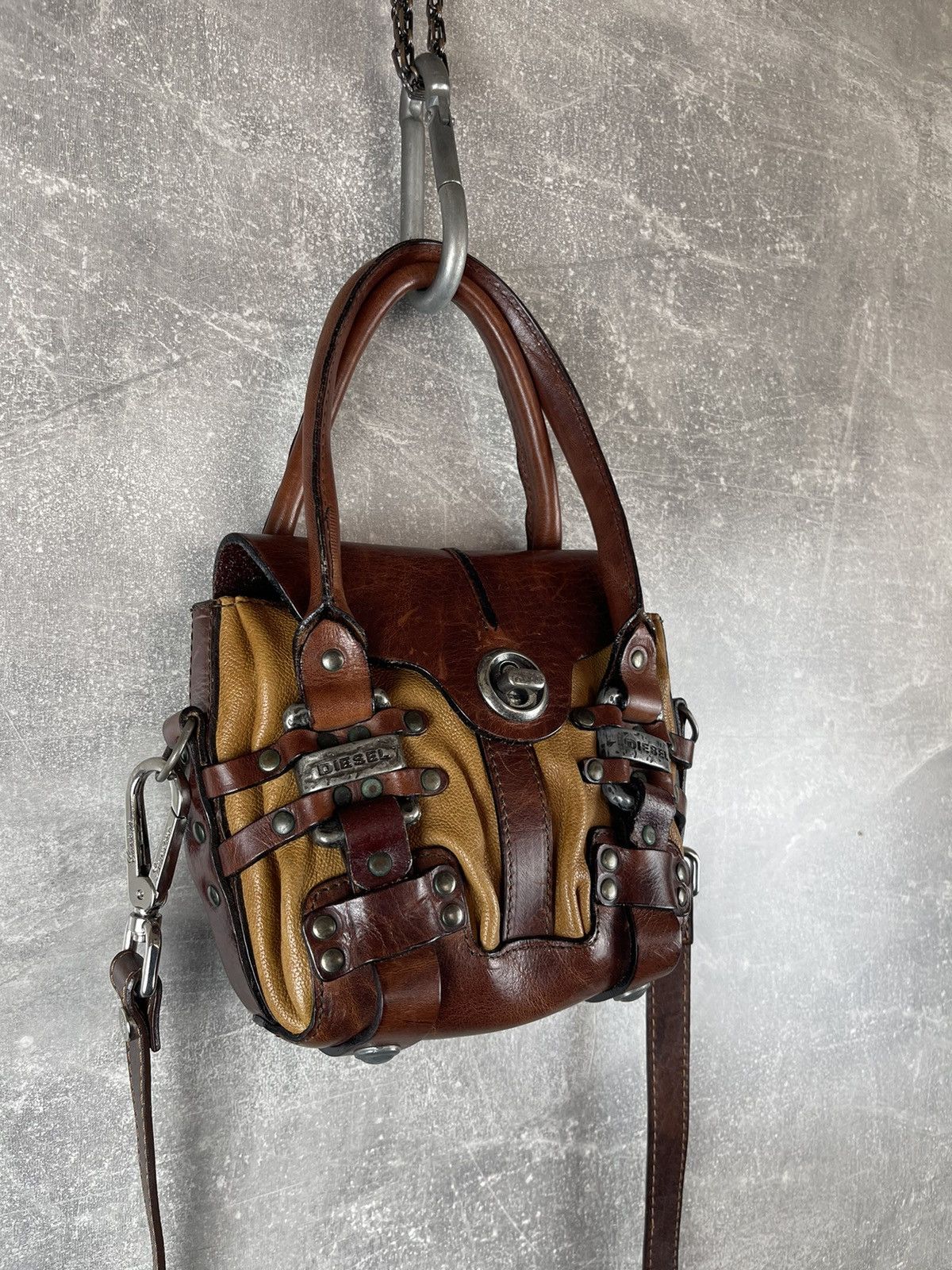 Diesel Y2K Diesel Leather Mini Bag Brown Tan Crossbody Shoulder Size ONE SIZE - 3 Thumbnail