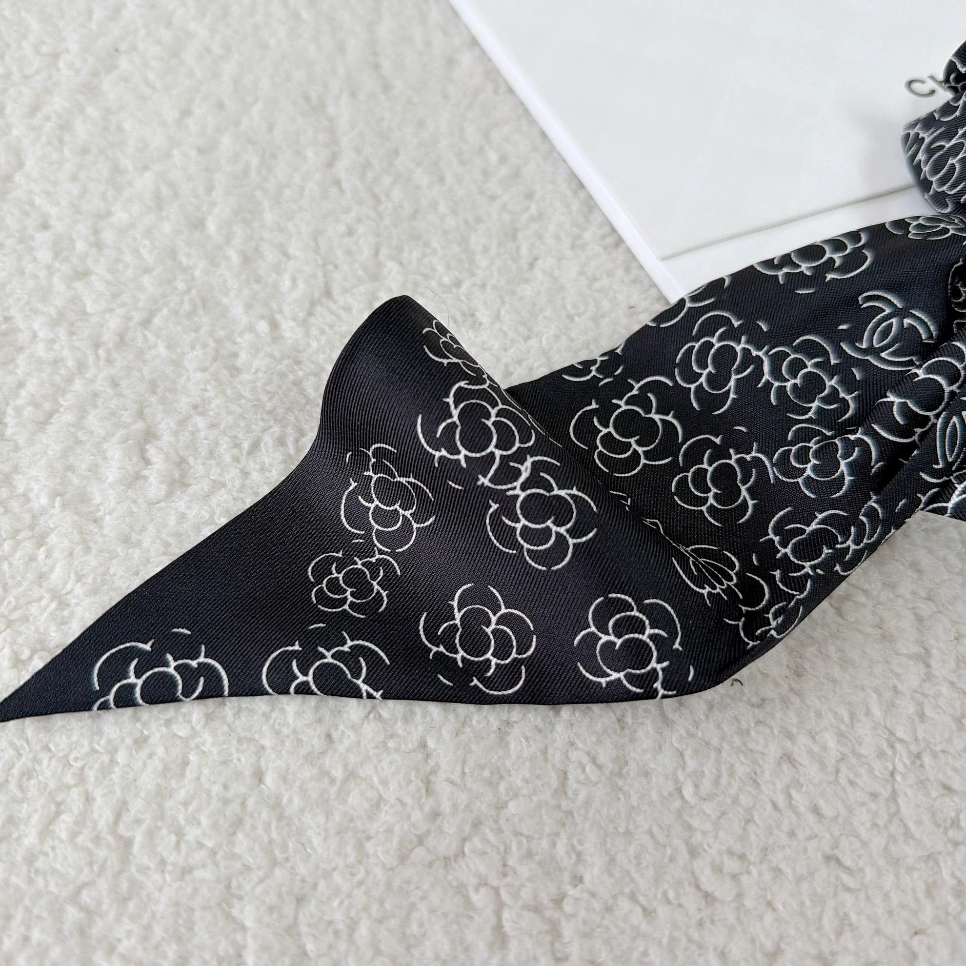 Chanel Chanel Black All-Over Camellia Hair Scrunchie 9268 Size ONE SIZE - 4 Thumbnail
