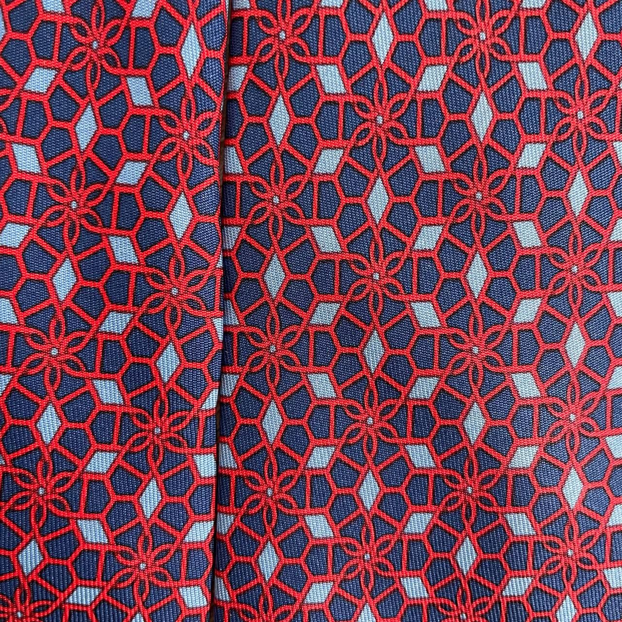 Hermes Hermes Paris Silk Tie 5082 PA Geometry Blue Size ONE SIZE - 1 Thumbnail