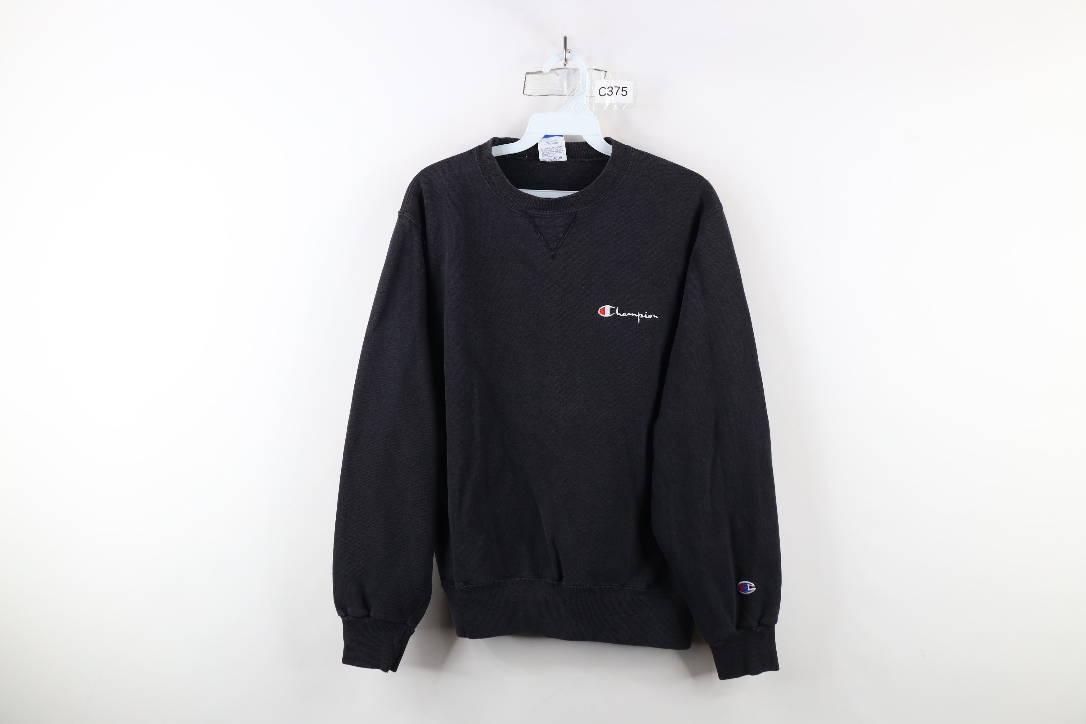Champion × Vintage Vintage 90s Champion Spell Out Crewneck Sweatshirt Black USA Size L / US 10 / IT 46 - 1 Thumbnail