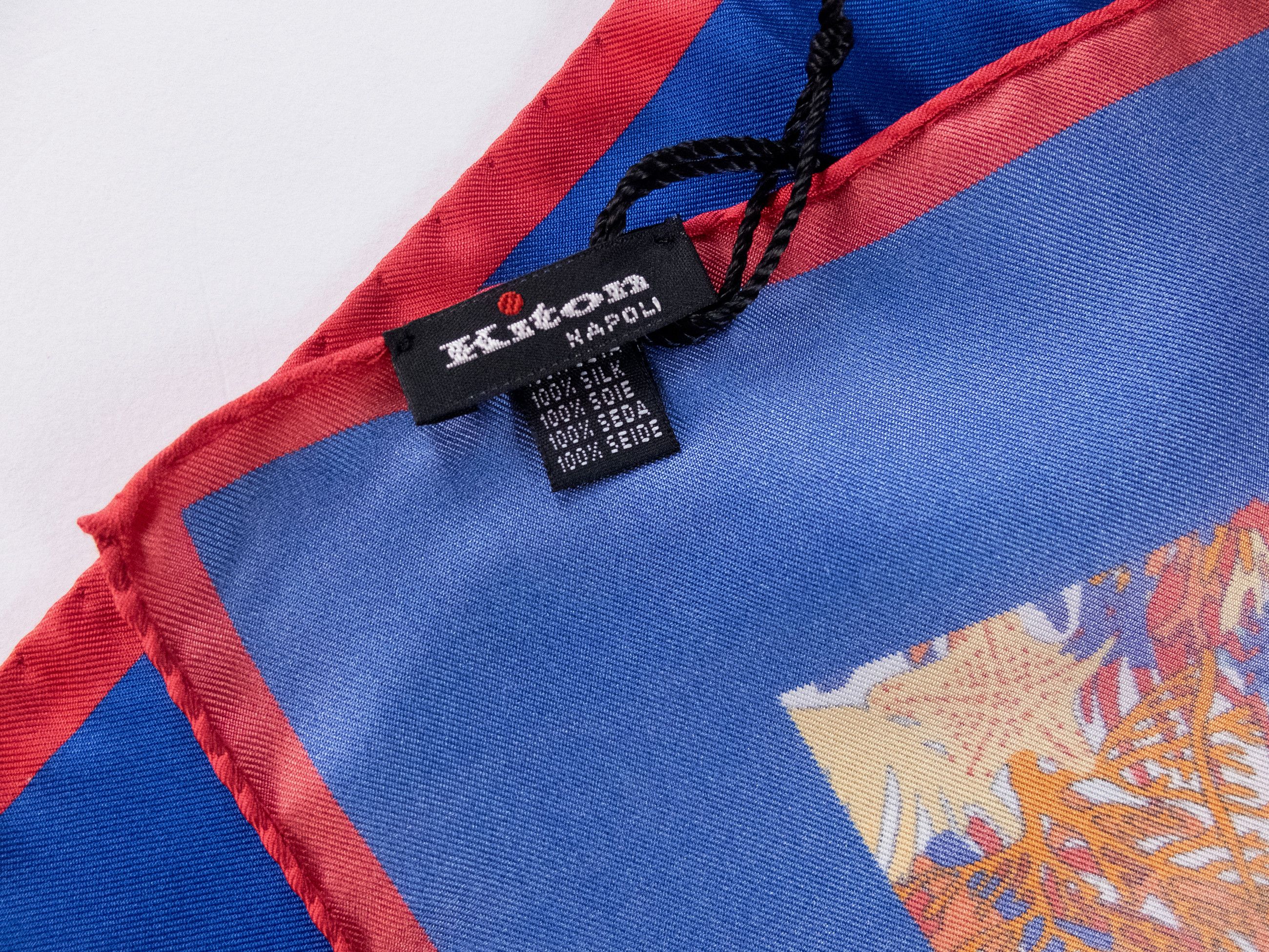 Kiton KITON Napoli blue red fish starfish print silk pocket square Size ONE SIZE - 3 Thumbnail