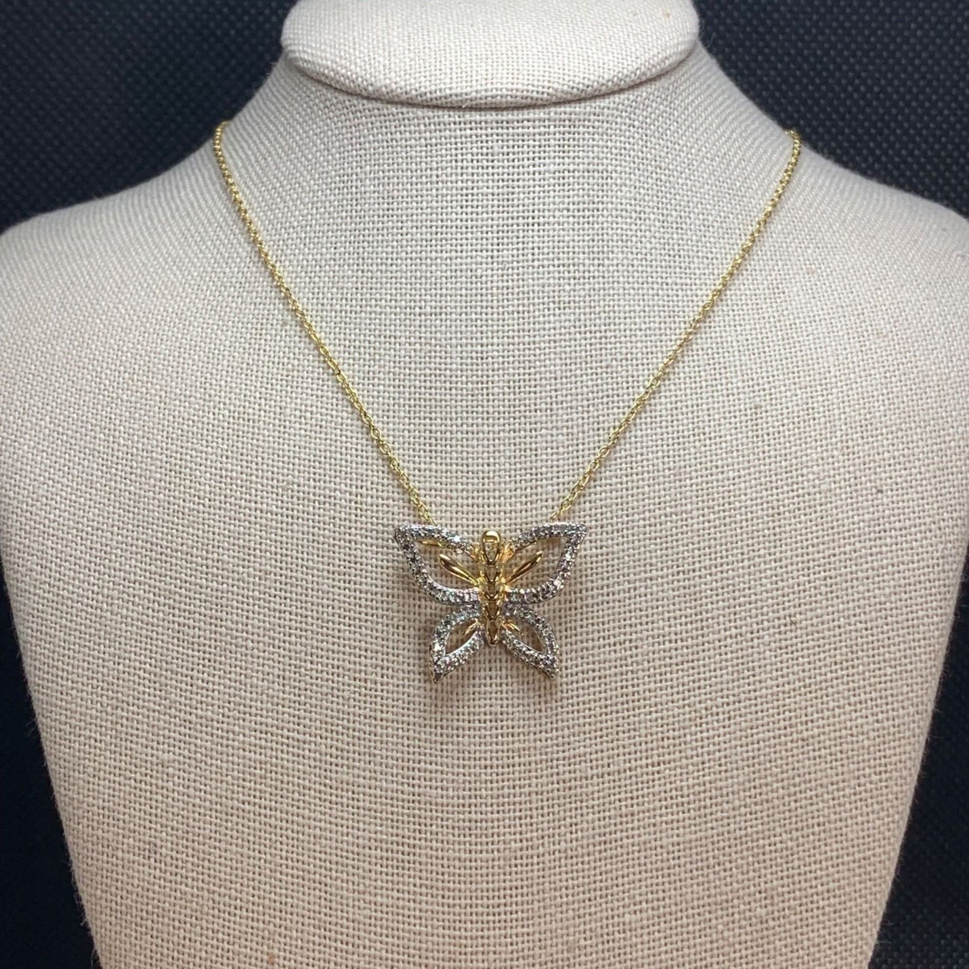 Vintage Gold Over Sterling Silver 925 Italy Butterfly Pendant Cubic Size ONE SIZE - 2 Thumbnail