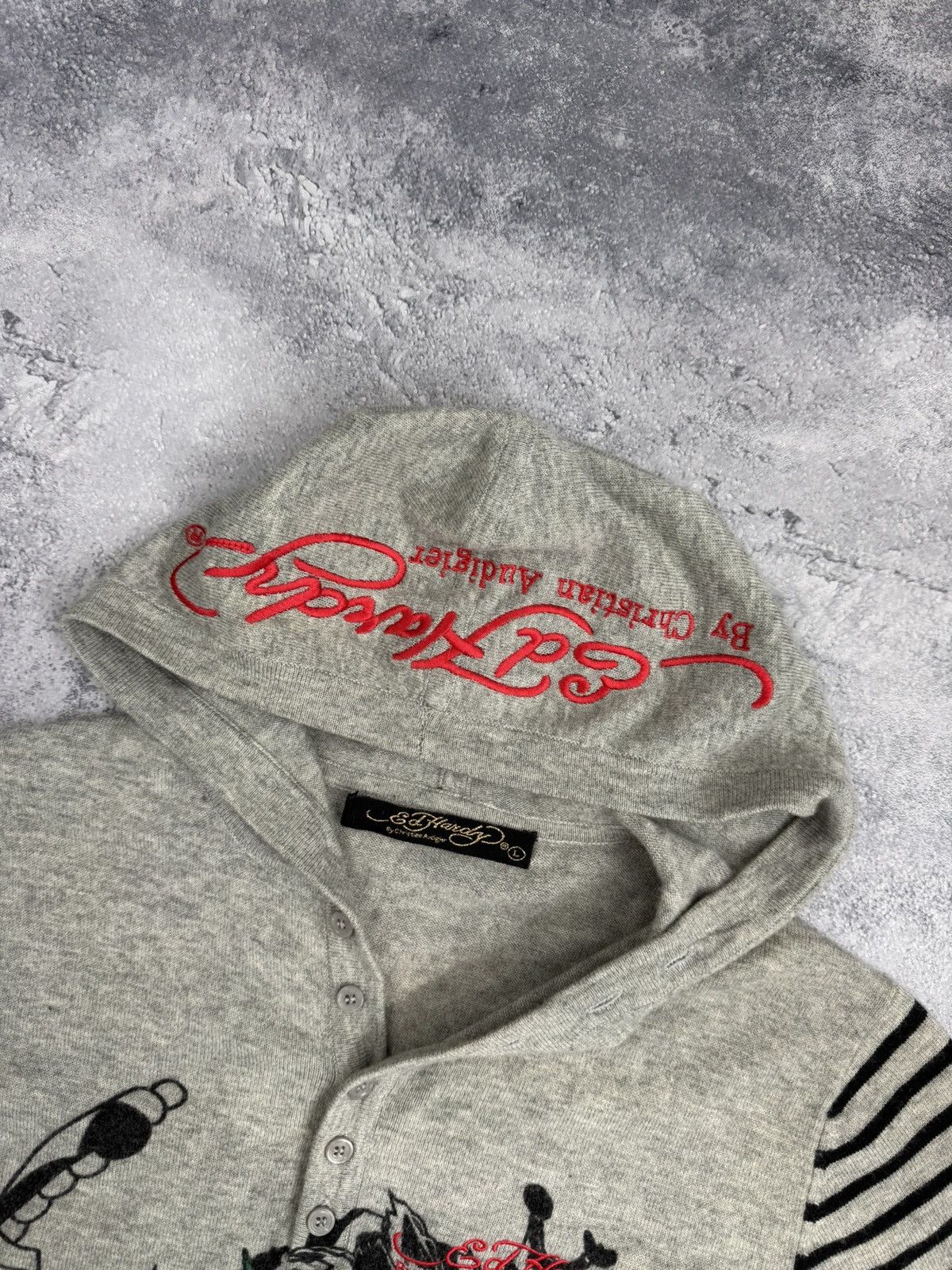 Ed Hardy Vintage Y2K Ed Hardy By Christian Audigier Big Logo Hoodie Size US L / EU 52-54 / 3 - 13 Thumbnail