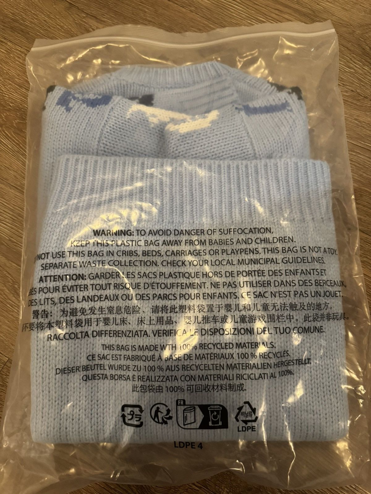 Supreme Supreme Old English Sleeves Sweater (Baby Blue) Size US S / EU 44-46 / 1 - 3 Thumbnail