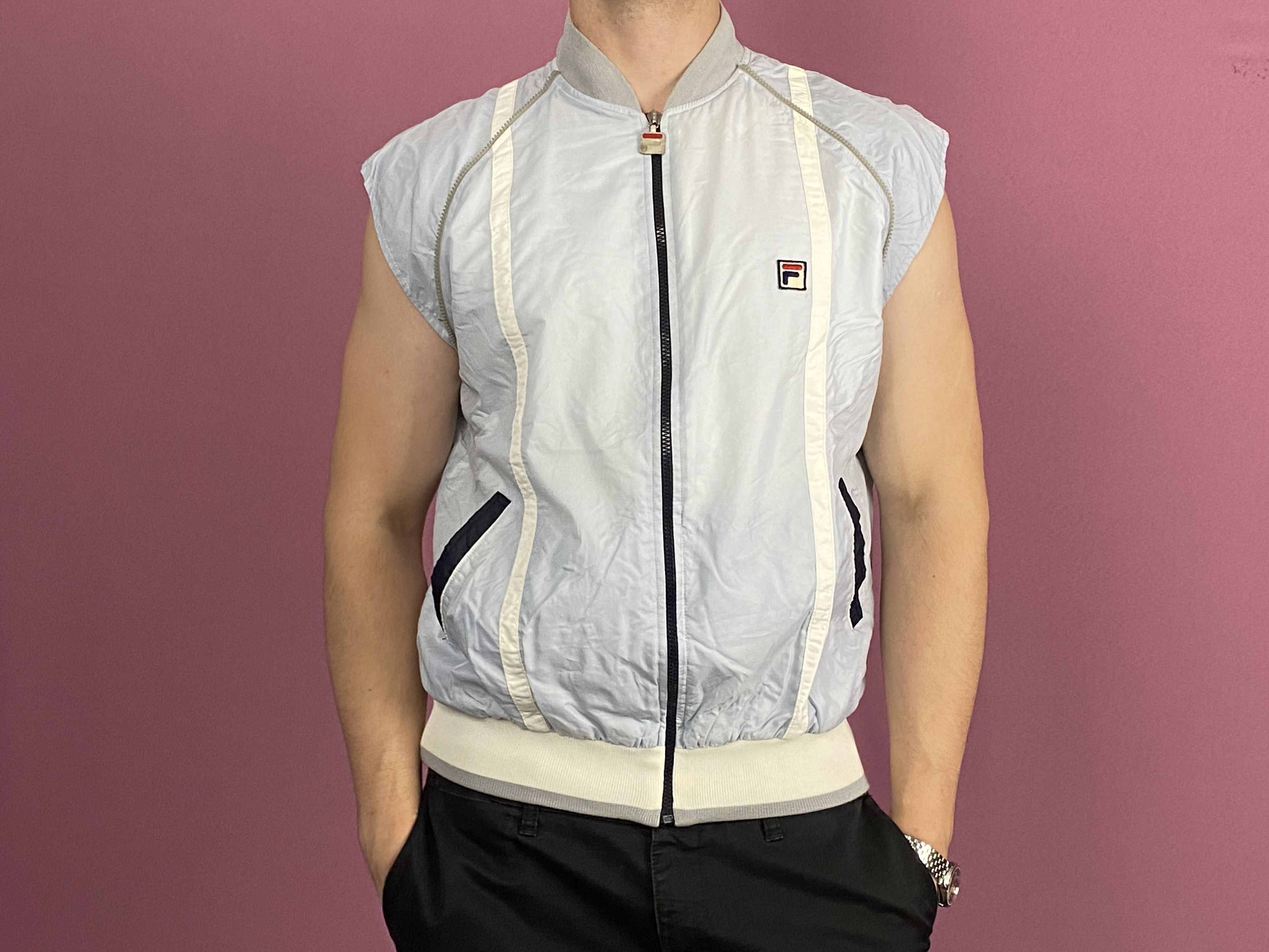 Fila × Vintage 90s Fila Vintage Men's Bomber Jacket Vest Convertible - L Size US L / EU 52-54 / 3 - 5 Thumbnail