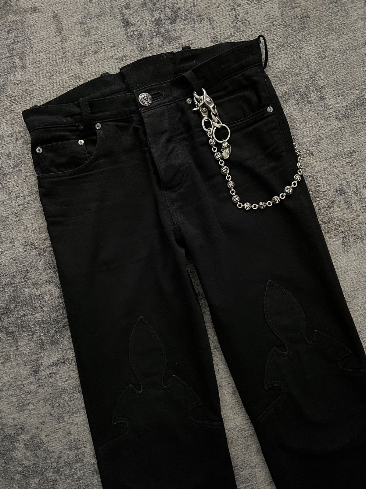 Chrome Hearts Chrome hearts fleurknee black denim jeans SOLD DONT BUY Size US 29 - 4 Thumbnail