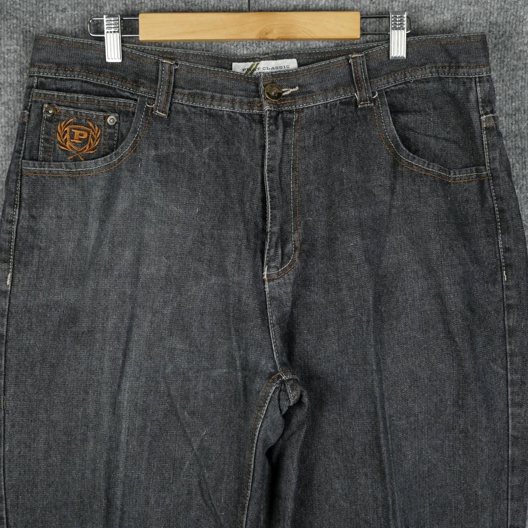 Phat Farm Phat Farm Jeans Mens 38x34 Gray Denim Straight Embroidered Baggy Skater Hip Hop Size US 38 / EU 54 - 3 Thumbnail