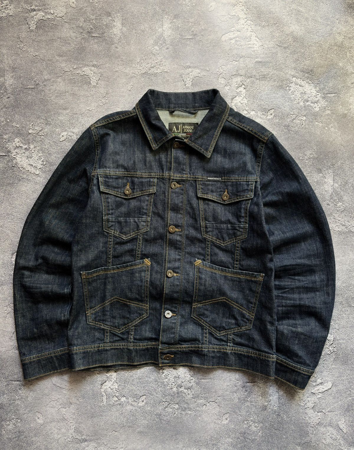 Armani Vintage Armani Jeans Dark Wash Denim Jacket Italy Size S Size US S / EU 44-46 / 1 - 1 Thumbnail