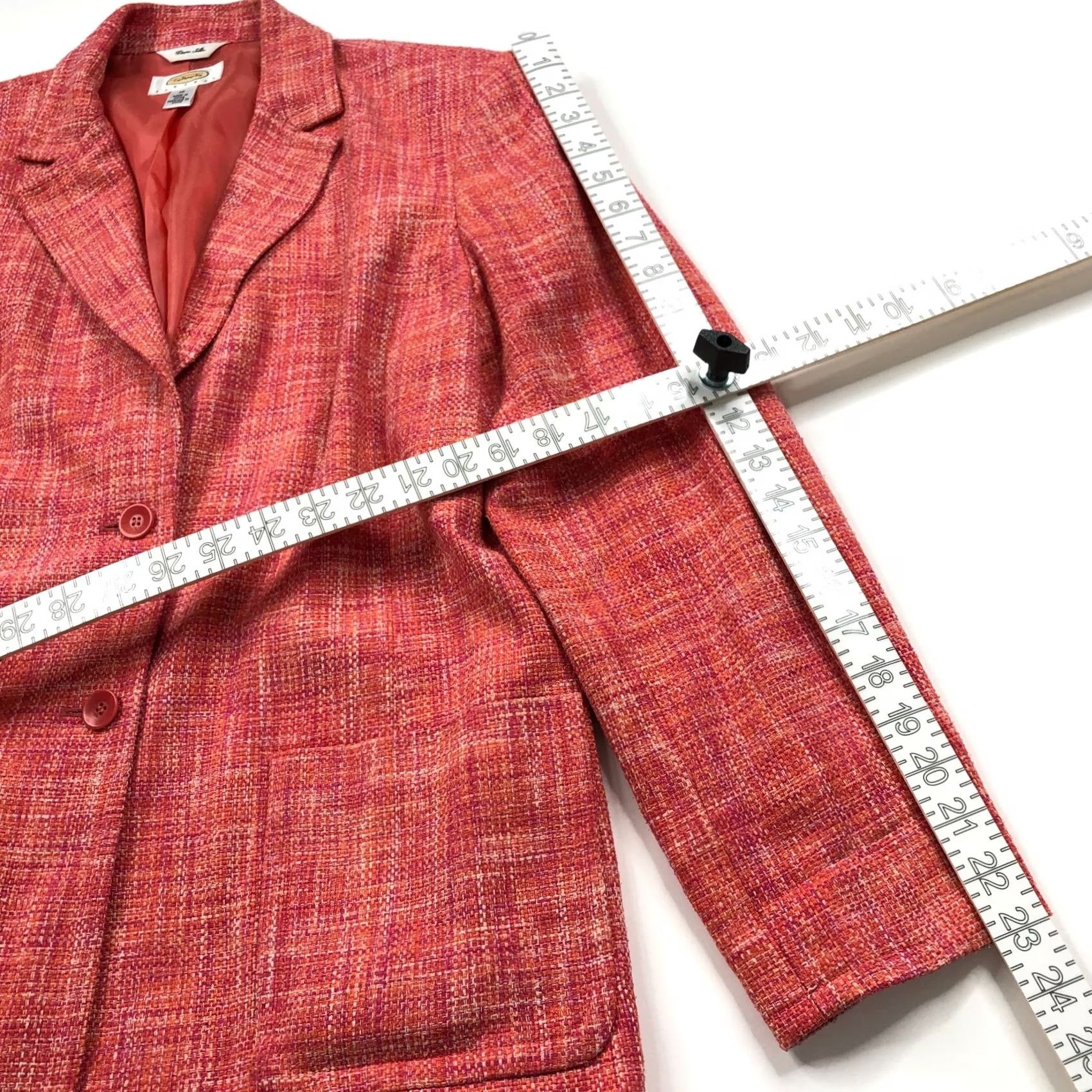 Talbots Talbots Blazer Shirt Womens 12 100% Silk Tweed Two Button Jacket Orange Pink Multicolor Autumn Spring Summer Winter Womens Size XL / US 12-14 / IT 48-50 - 5 Thumbnail