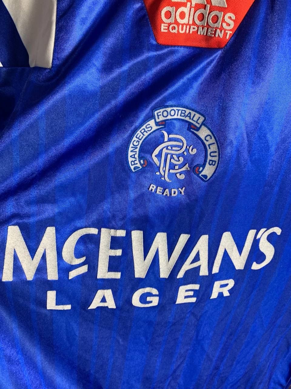 Vintage VERY RARE ADIDAS EQUIPMENT RANGERS SCOTLAND SOCCER JERSEY Size US L / EU 52-54 / 3 - 4 Thumbnail