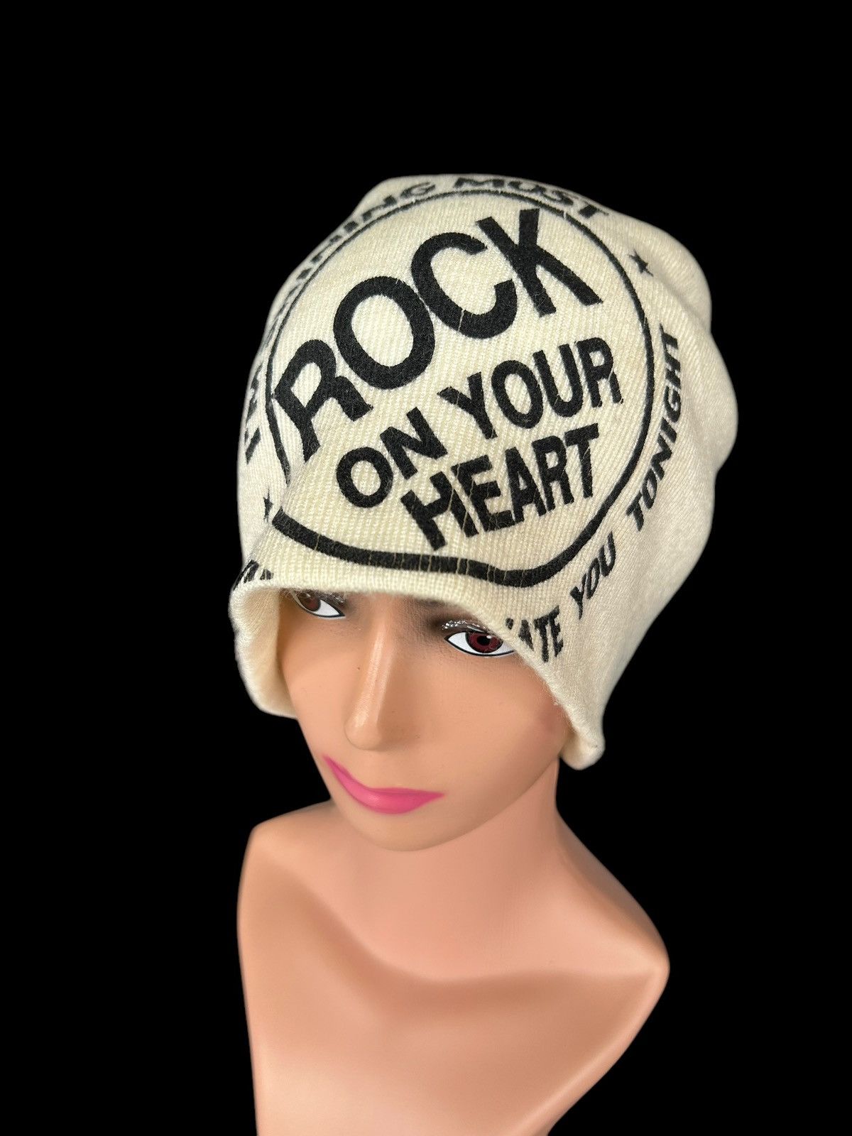 Japanese Brand × Kapital × Vintage ROCK ON YOUR HEART BEANIE HATS ☠️☠️ Size ONE SIZE - 2 Thumbnail