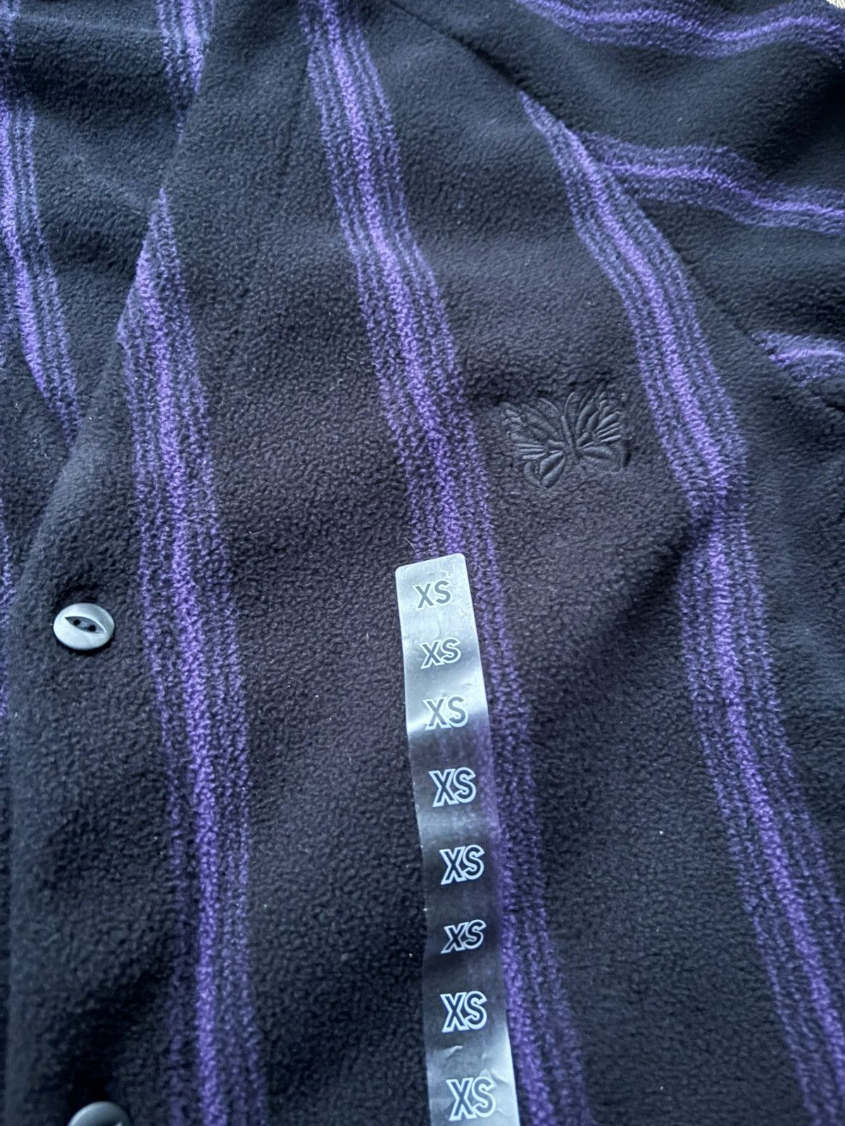 Needles Uniqlo Needles Striped Fleece Cardigan Black Purple XS Size US XS / EU 42 / 0 - 2 Thumbnail