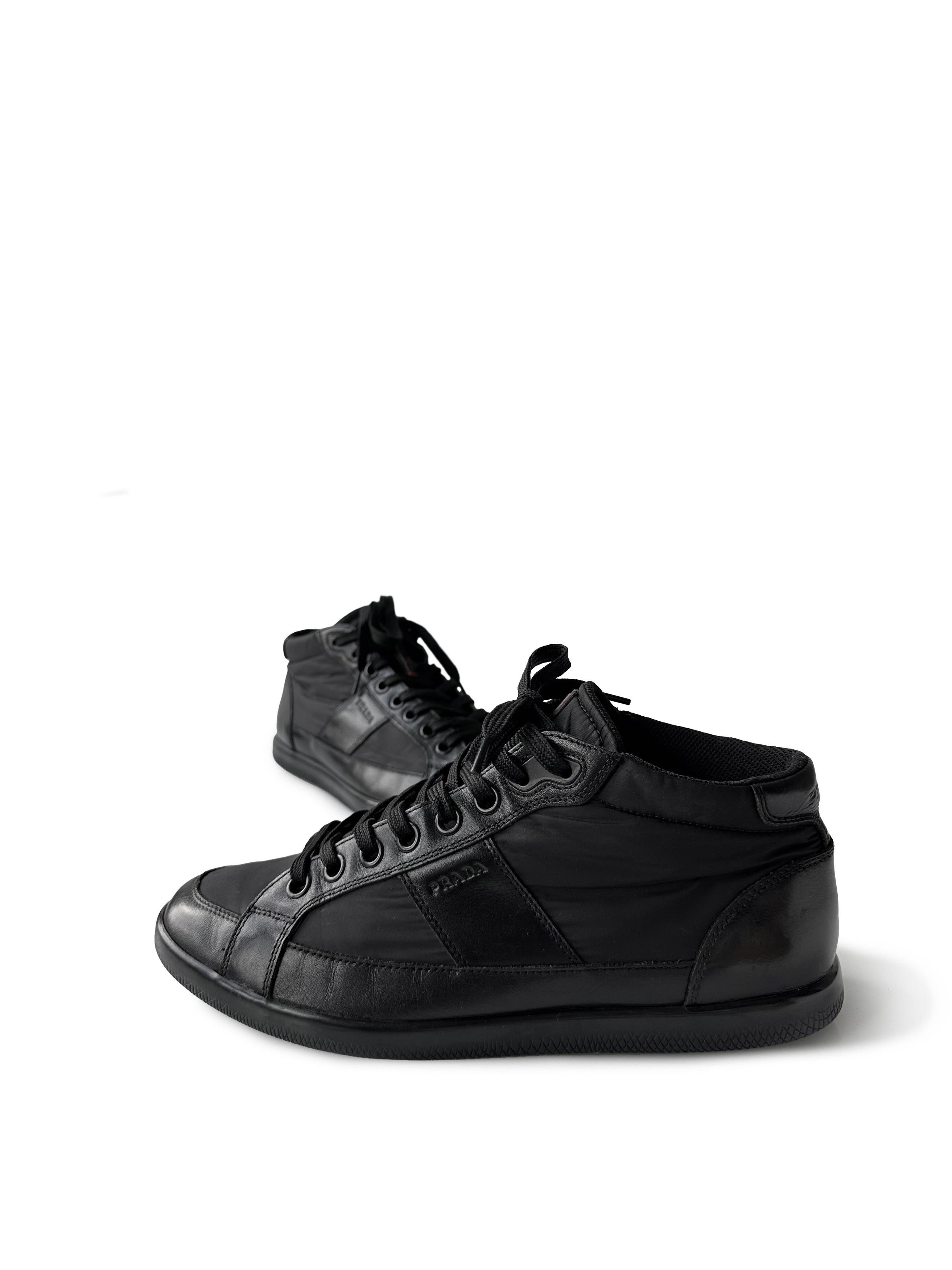 Prada Prada black leather/nylon hitop sneakers Size US 8 / EU 41 - 5 Thumbnail