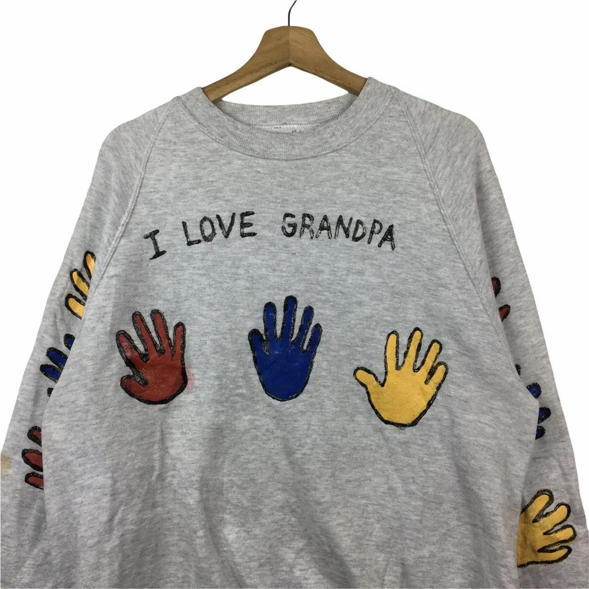 Jerzees × Vintage Vtg 80’ JERZEES I LOVE GRANDPA Grandfather Art Sweatshirt Size XL / US 12-14 / IT 48-50 - 2 Thumbnail