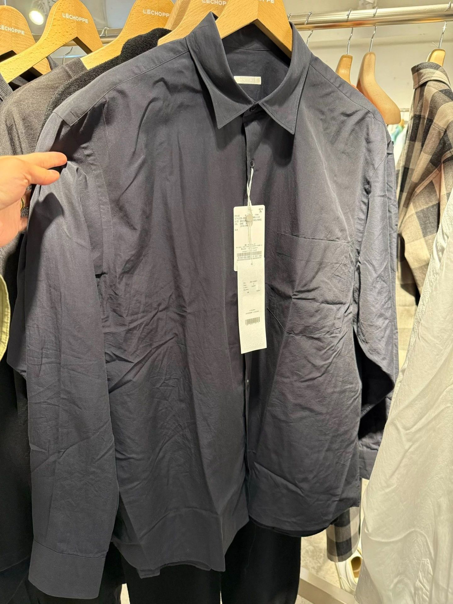 Comoli COMOLI Solid Pocket Long Sleeve Cotton Shirt Size US L / EU 52-54 / 3 - 3 Thumbnail