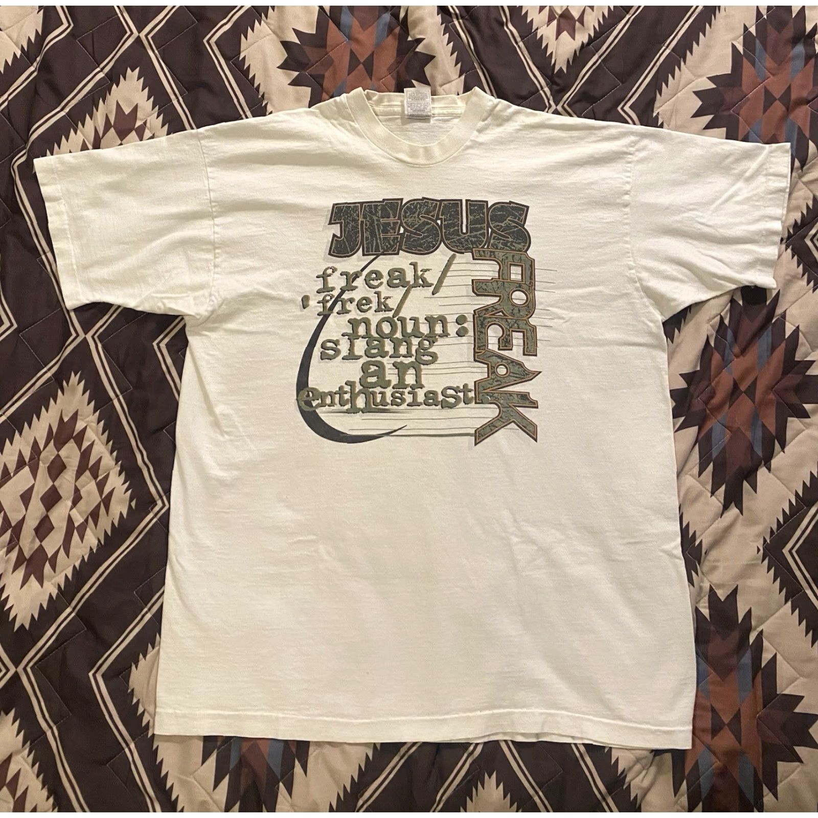 Fruit Of The Loom VINTAGE Fruit of the Loom T-Shirt 2XL White Crew Neck Short Sleeve Double-Sided Jesus Freak Graphic Print 90s Retro Religion Mens Size US XXL / EU 58 / 5 - 2 Thumbnail