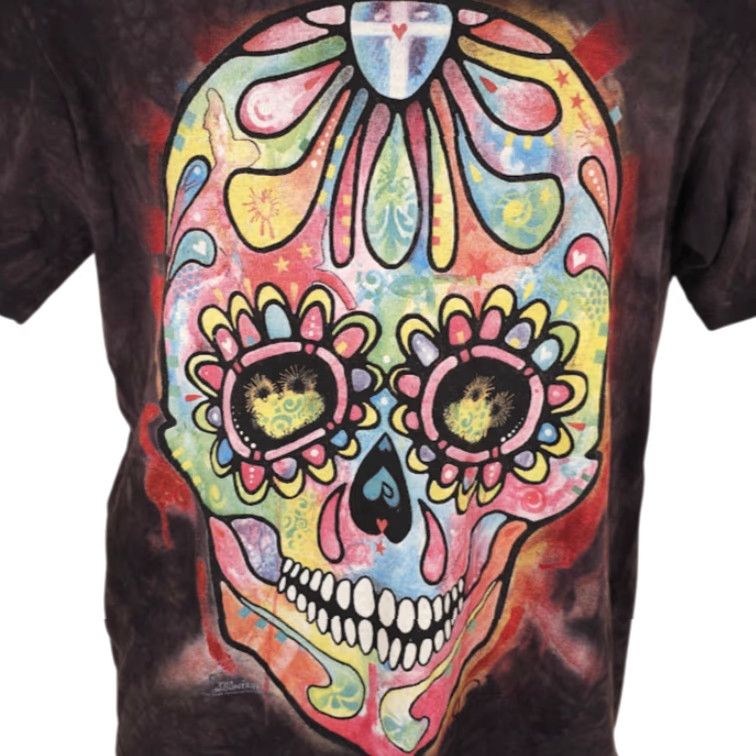 The Mountain Sugar Skull T Shirt Mens Size Small Gray Tie Dye Dean Russo Art The Mountain Size US S / EU 44-46 / 1 - 2 Thumbnail