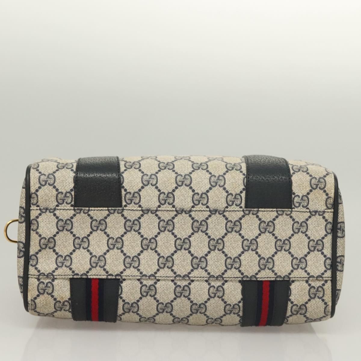 Gucci GUCCI GG Supreme Sherry Line Hand Bag Pvc Navy Gold Red Size ONE SIZE - 9 Thumbnail