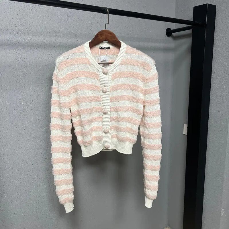 Balmain Balmain Pink Wool Women's Cardigan L Size 0089 Size L / US 10 / IT 46 - 1 Thumbnail