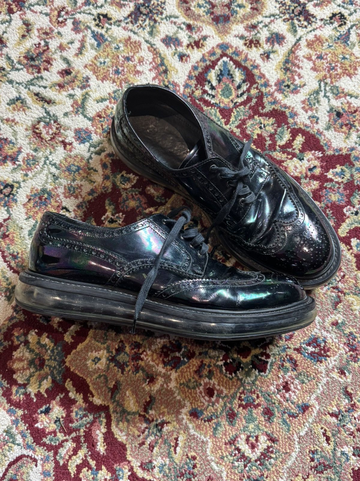 Prada Prada Air Sole Derby Brogue Patent Leather "Oil spill" Size US 9 / EU 42 - 2 Thumbnail