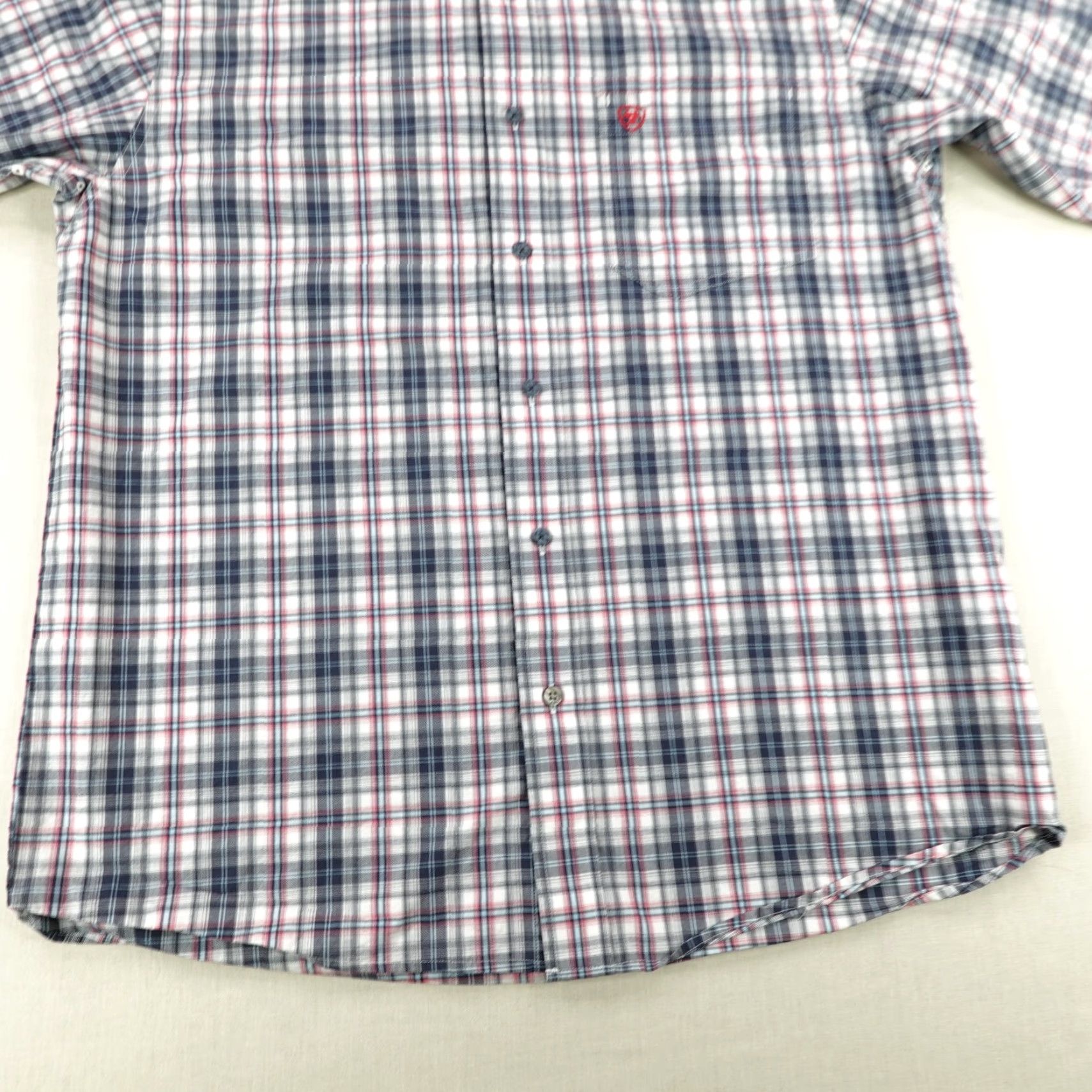 Ariat Ariat Shirt Mens Medium Gray Red Plaid Pro Series Button Up Western Rodeo Ranch Size US M / EU 48-50 / 2 - 4 Thumbnail
