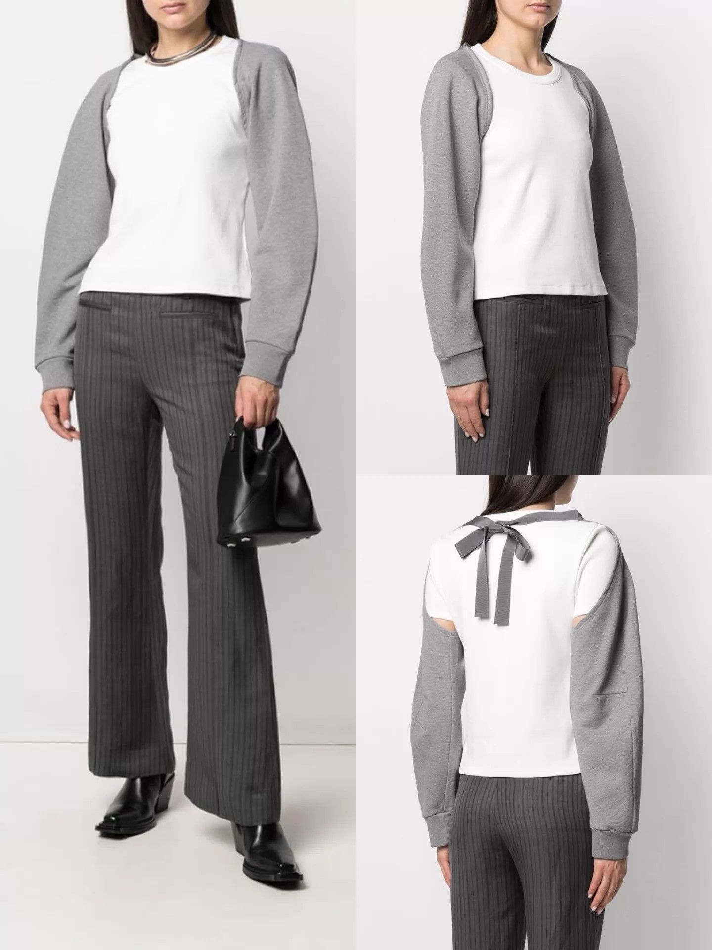 MM6 MM6 S/S21 Deconstructed Sweatshirt White & Gray S Size S / US 4 / IT 40 - 8 Thumbnail