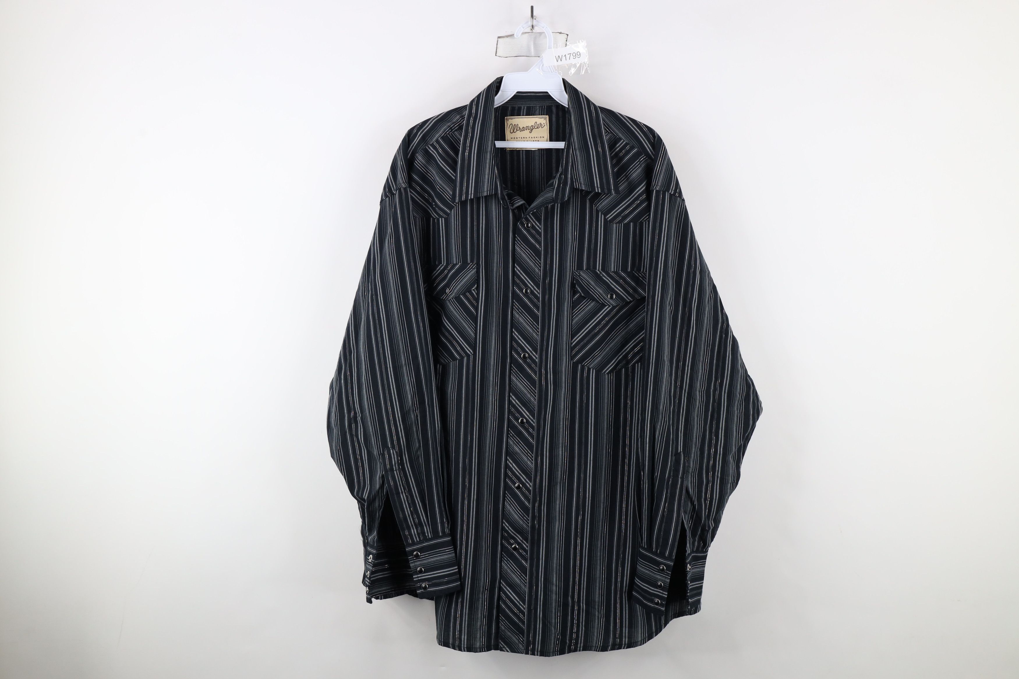 Vintage × Wrangler Vintage 90s Wrangler Metallic Striped Snap Button Shirt Size US XXL / EU 58 / 5 - 1 Thumbnail