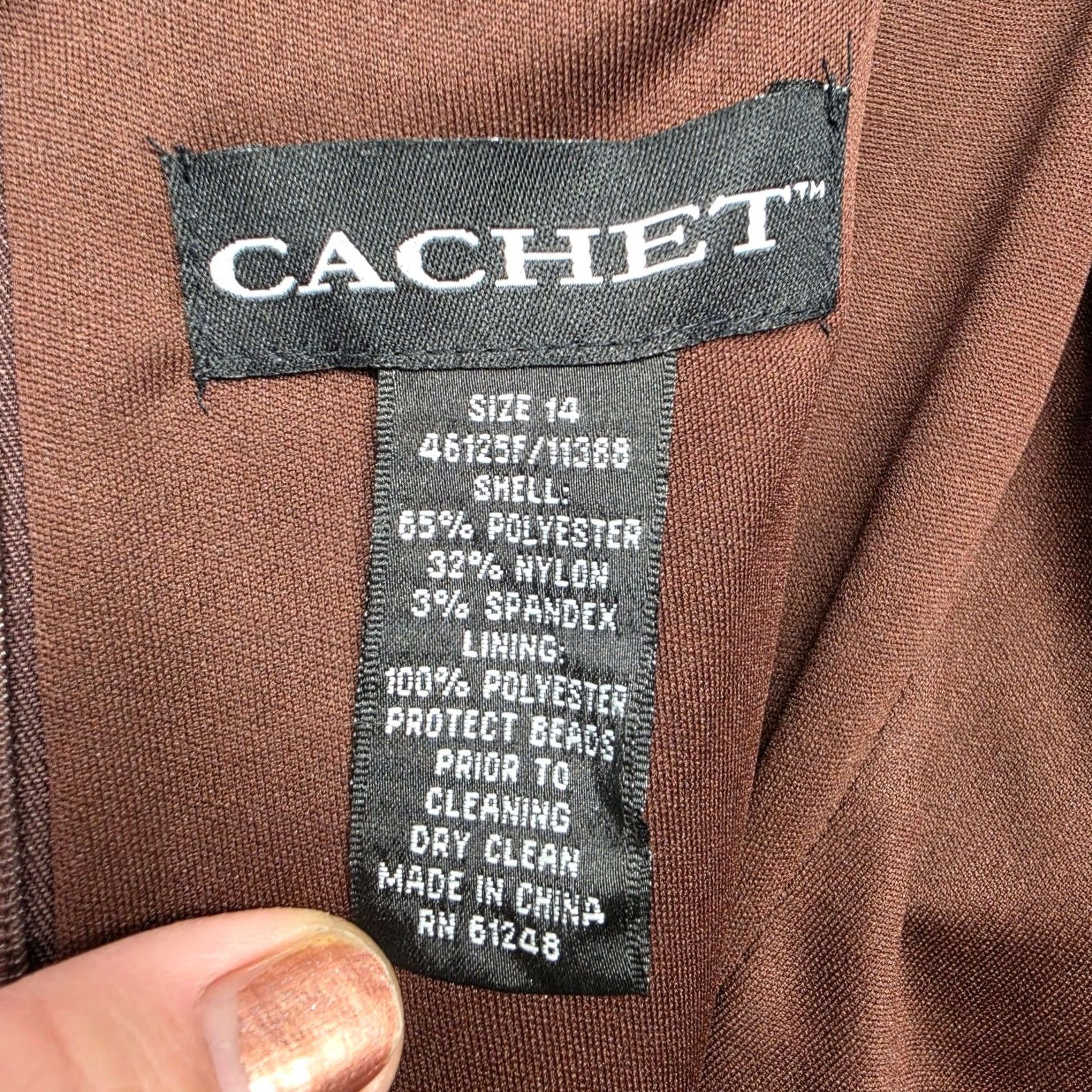 Vintage Cachet Brown Tiered Cocktail Dress Womens 14 Plus Beaded Formal Spaghetti Strap Satin Midi Dress Womens 14 Beaded Formal Spaghetti Strap Satin Size XL / US 12-14 / IT 48-50 - 3 Thumbnail