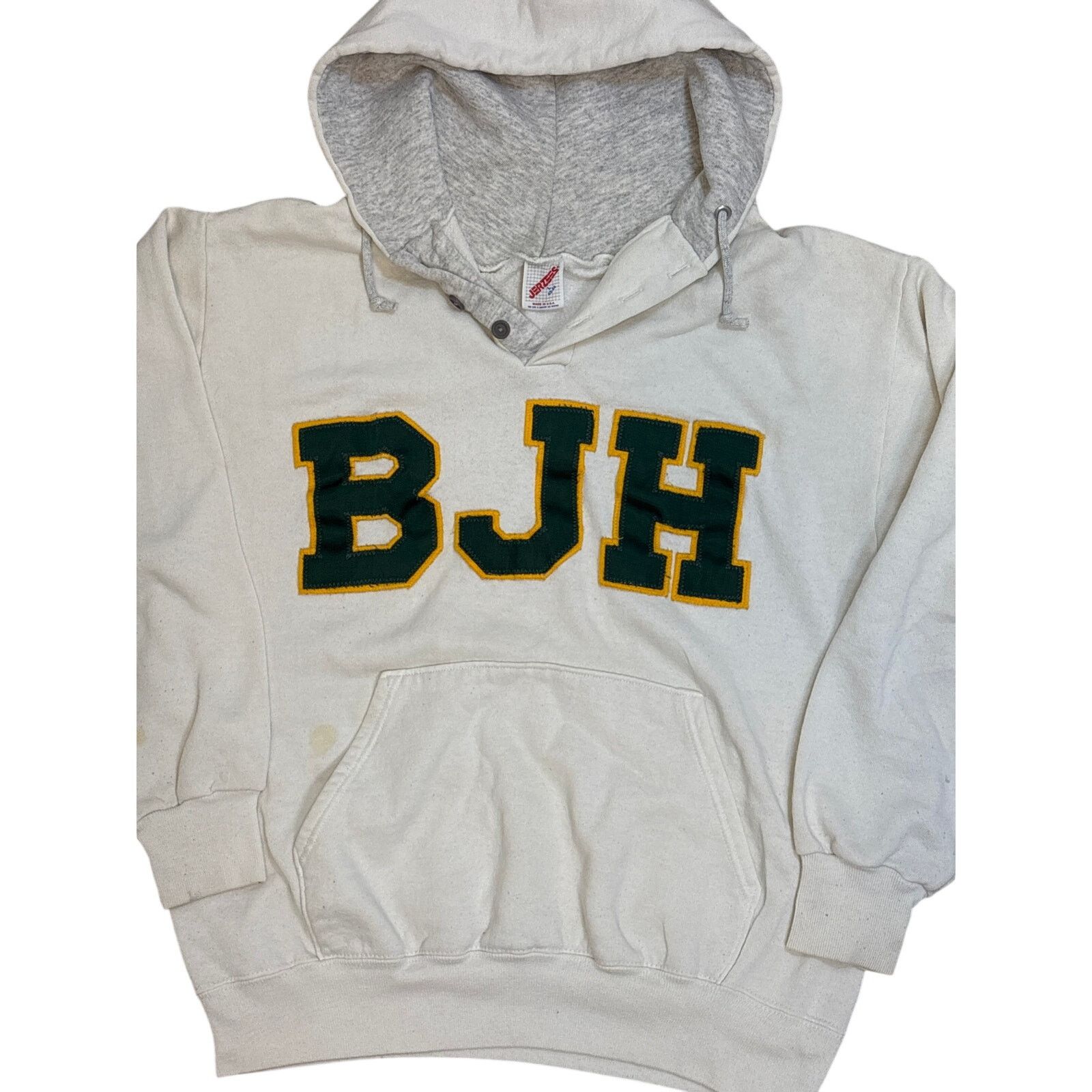 Jerzees Vintage 90s BJH Hoodie patchwork letters highschool Jr high Size US M / EU 48-50 / 2 - 2 Thumbnail