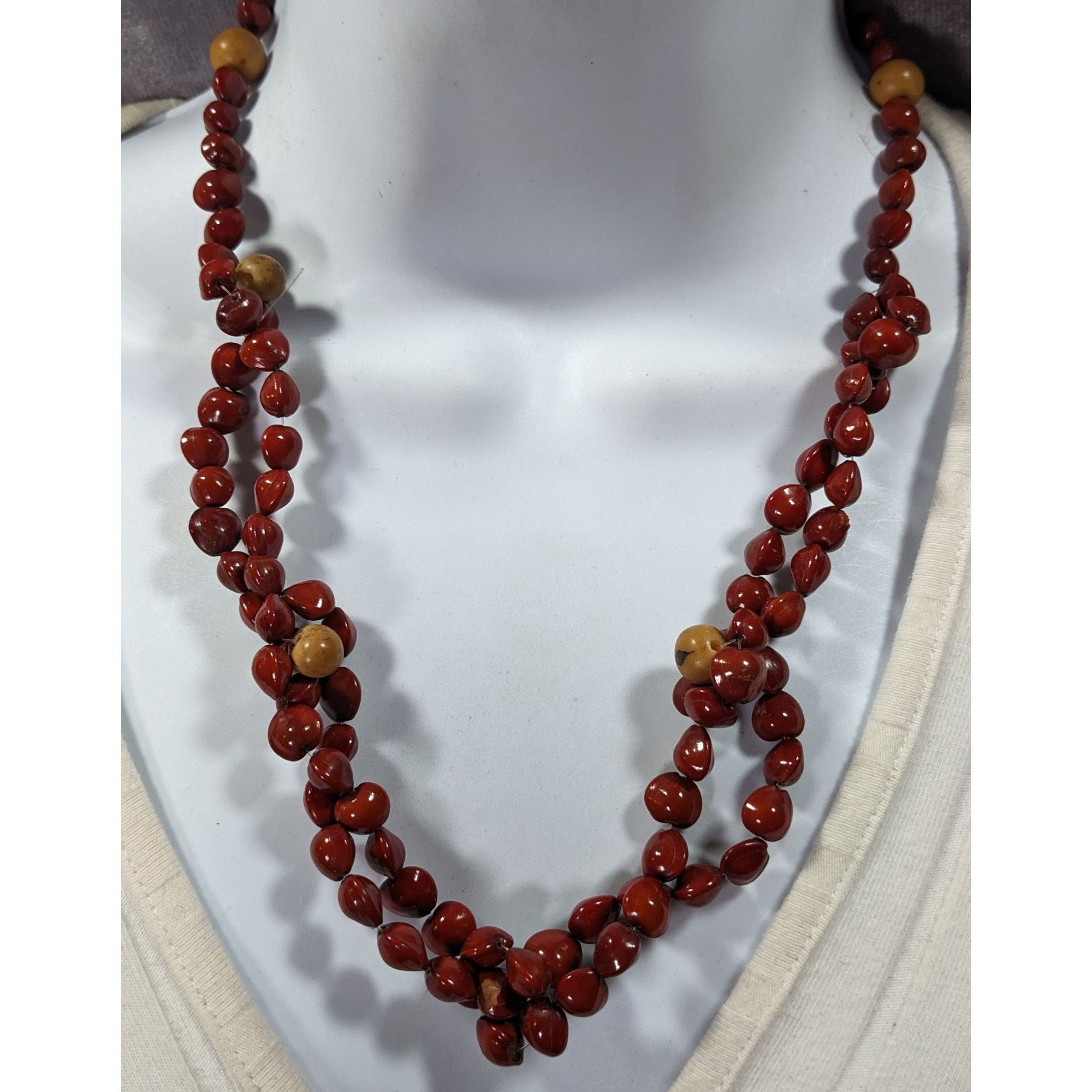 Other Handmade Fairycore Red Sandalwood Seed Beaded Necklace Size ONE SIZE - 4 Thumbnail