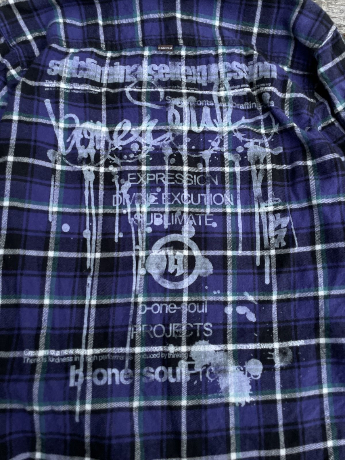 If Six Was Nine 2000s Japanese archive Poem Grafitti Plaid Shirts Vkei Y2K Size US M / EU 48-50 / 2 - 8 Thumbnail