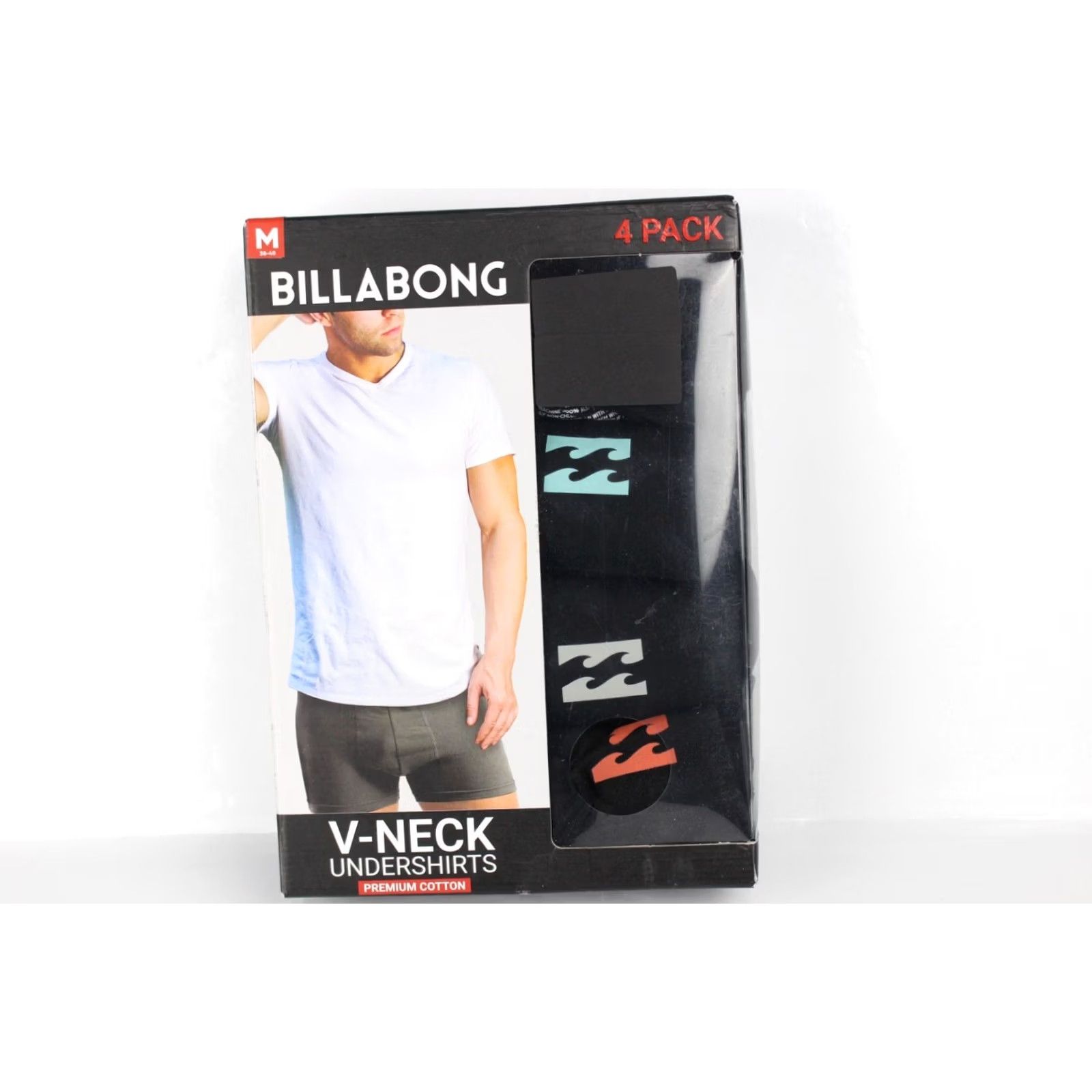 Billabong Billabong Men's T Shirt 4 Pack V Neck Undershirts Premium Cotton Black M Medium Size US M / EU 48-50 / 2 - 2 Thumbnail