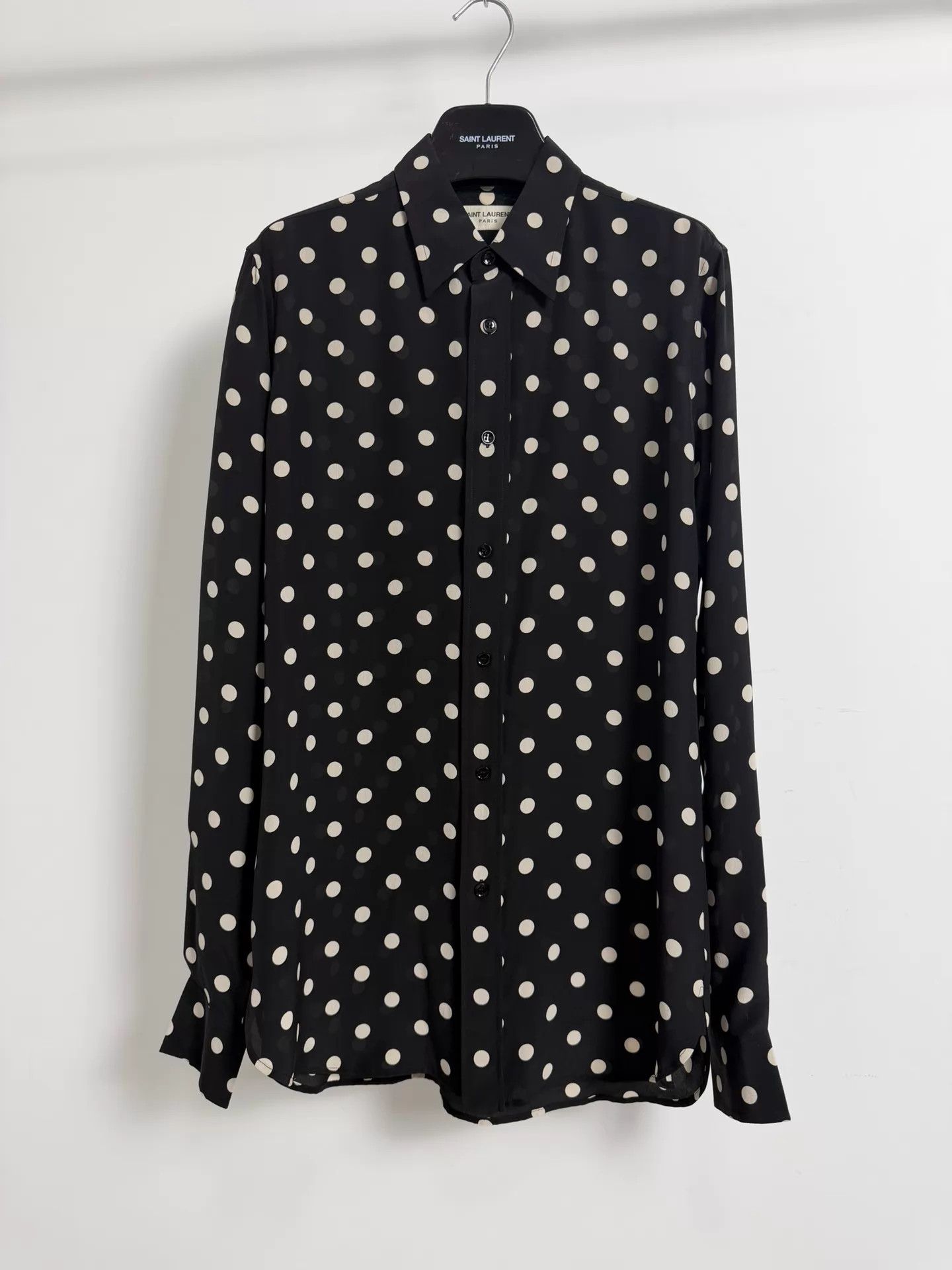 Saint Laurent Paris SLP 15fw Hedi era silk black white polka dot shirt 39 M Size US M / EU 48-50 / 2 - 1 Thumbnail